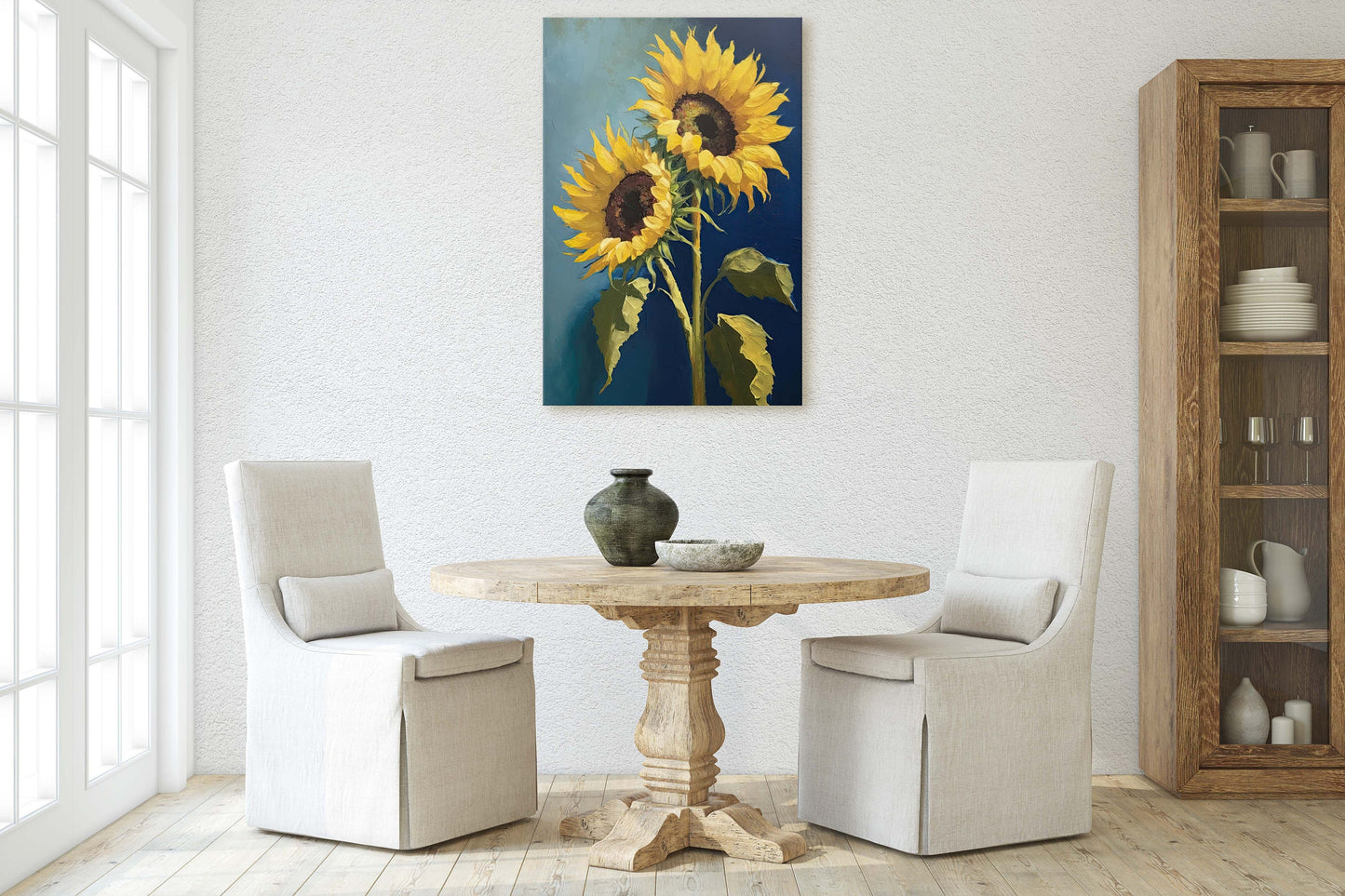 Sunflower Art, Flower Print, Wildflower, Traditional, Still Life, Farmhouse, Barn Decor, Living Room, Large Print, Ready to Hang