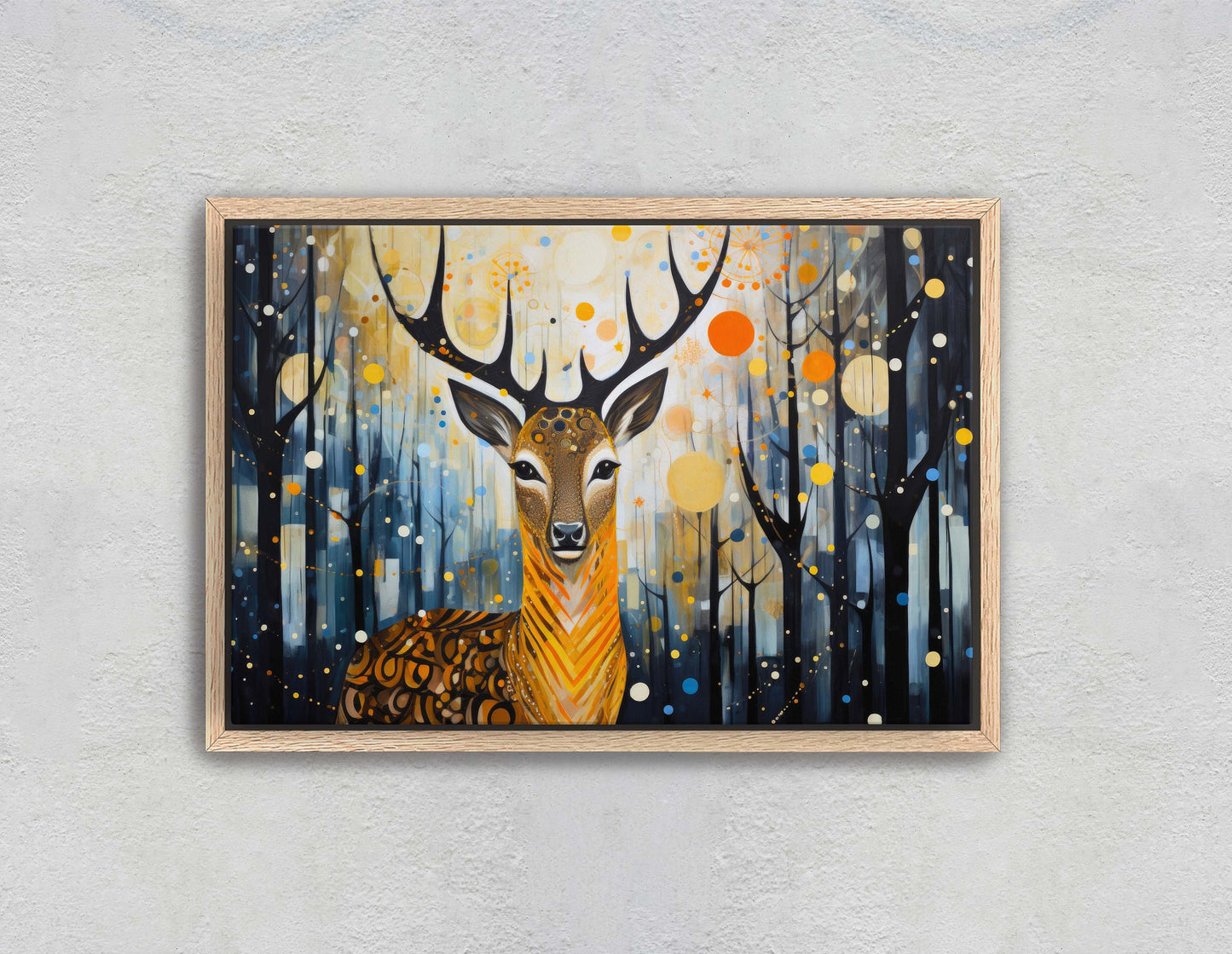 Abstract Animal Art, Deer Painting, Symbolism Elk, Modern Art, Contemporary Decor, Surrealism, Modernism, Framed Canvas, Large Art Print
