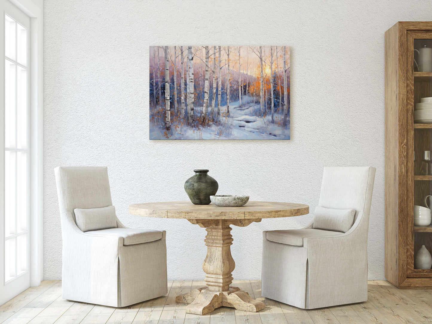 Winter Aspen Trees, Winter Painting, Aspen Forest, Snow Decor, Snowy Scene, Framed Canvas, Large Print