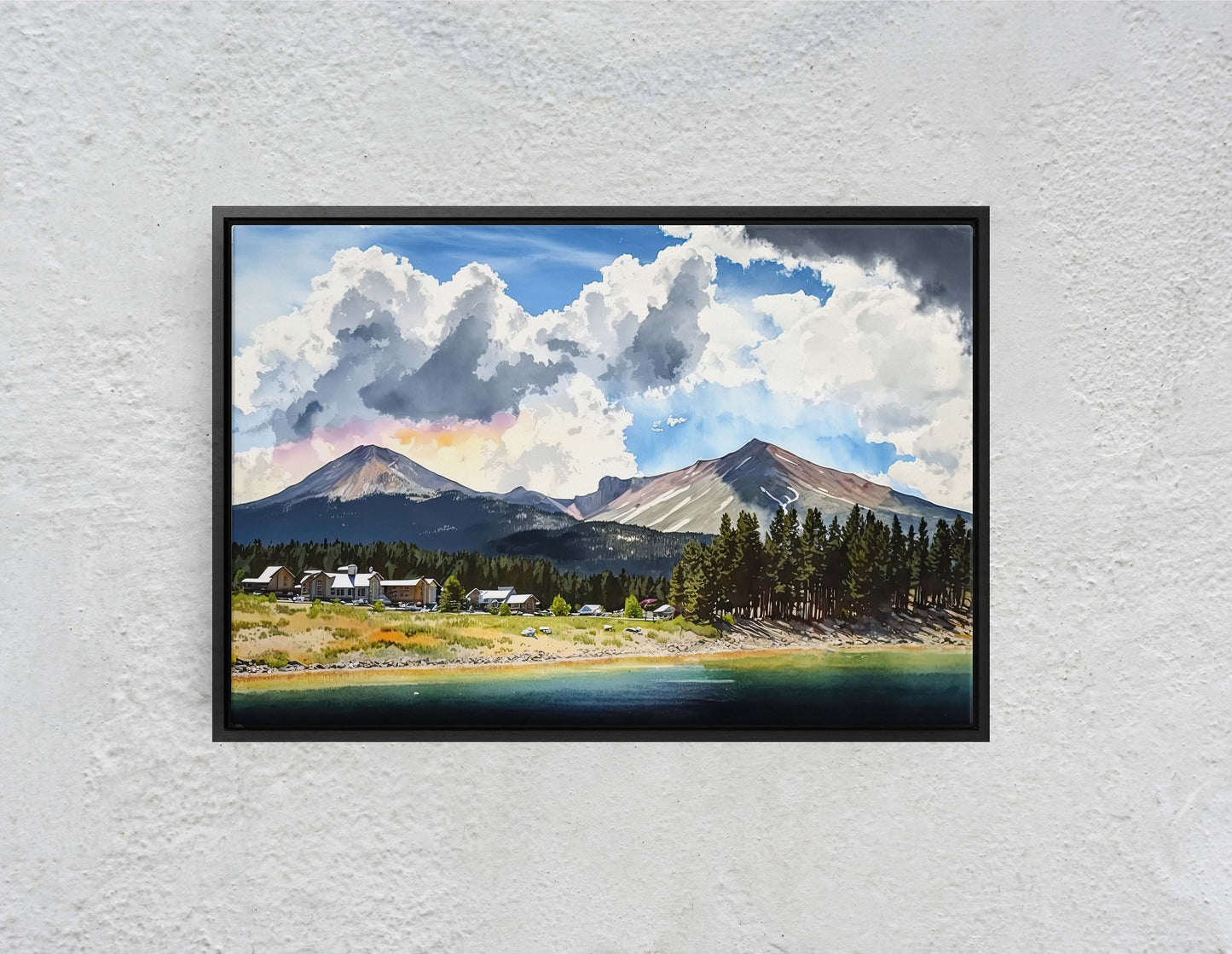 Big Sky Montana, Canvas Art, Ready To Hang, Large Print, Landscape Painting, Dramatic Landscape, Mountain Range, Blue sky mountain,