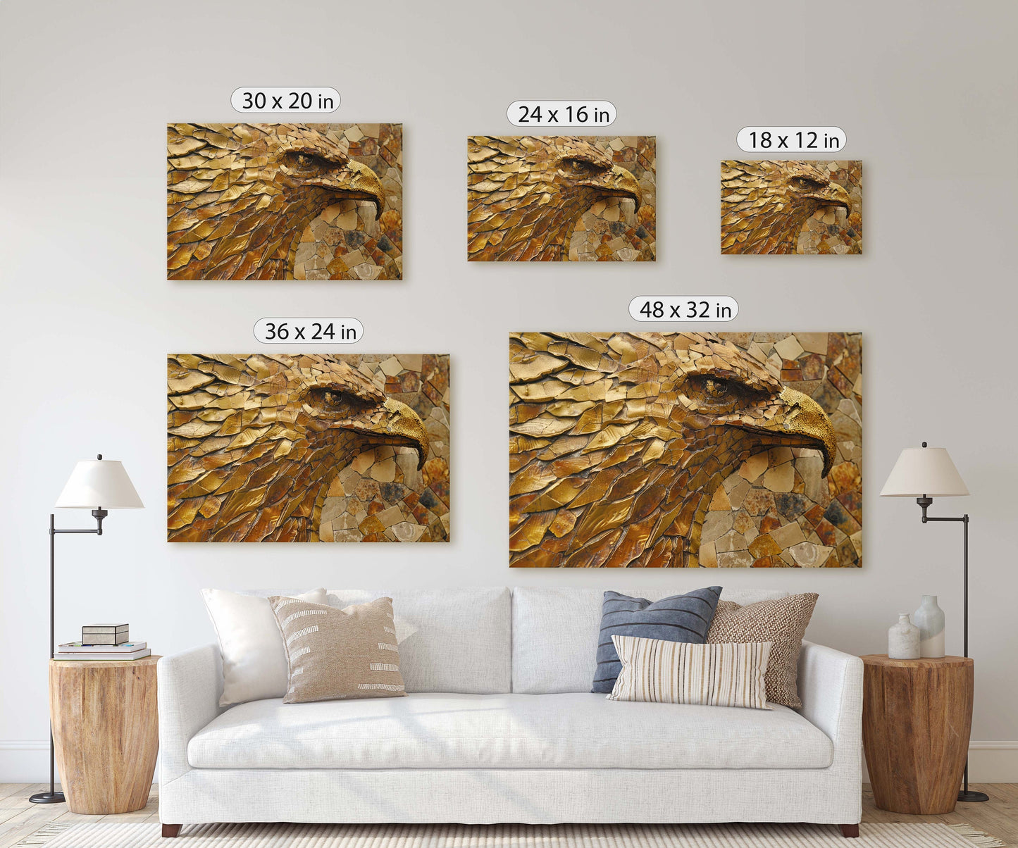 Gold Eagle, Stone Eagle, Bald Eagle, Abstract Gold, Americana, American Art, Patriotic, Framed Canvas, Large Art print,