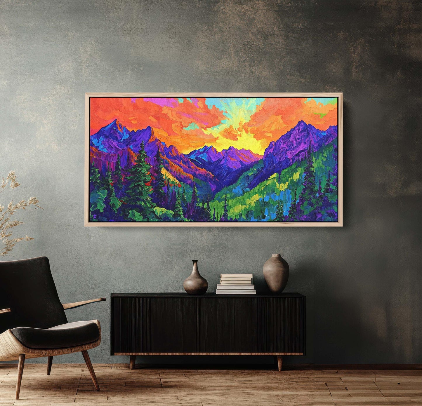 Vibrant Mountain Art, Denali Mountain, Abstract Mountain