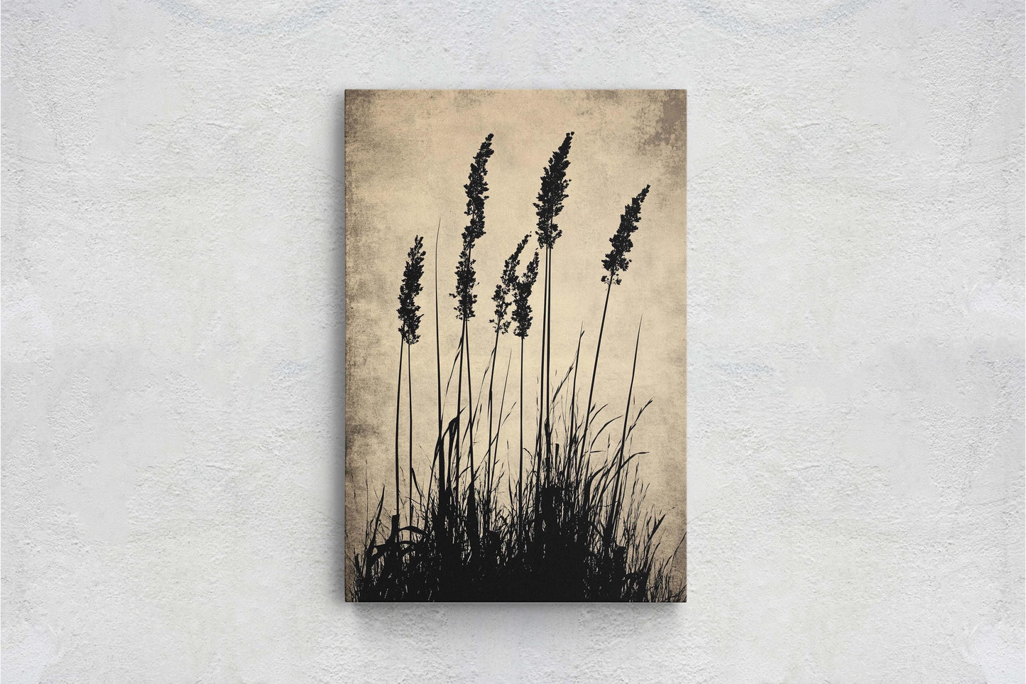 Wildgrass Painting, Silhouette Art, Black and White, Tall Grass