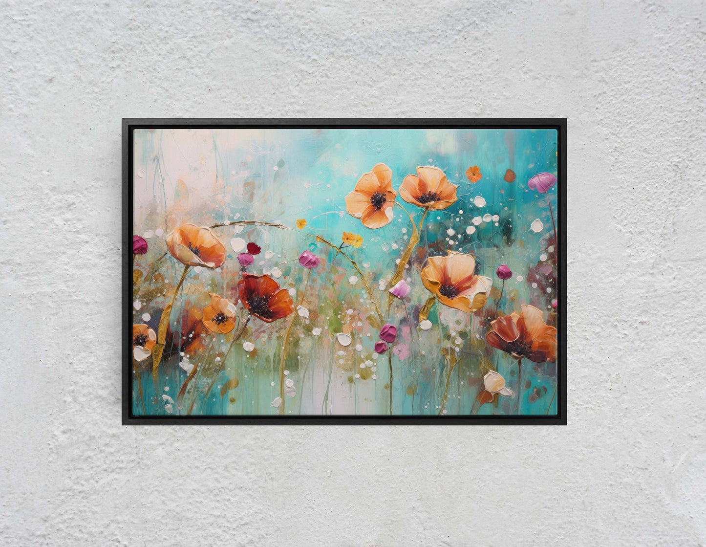 Colorful Poppies, Poppy Flowers, Large Art print, Orange Red Blue, Abstract Flower Art, Wildflower Art, Floral Painting, Dining Room Art