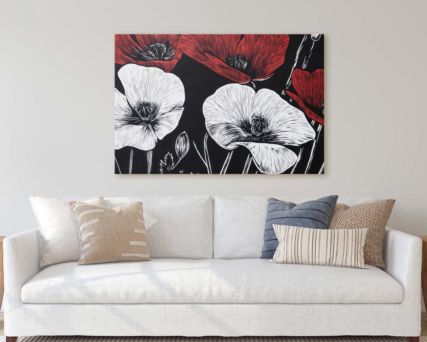 Red White Poppies, Poppy Flowers, Poppies Painting