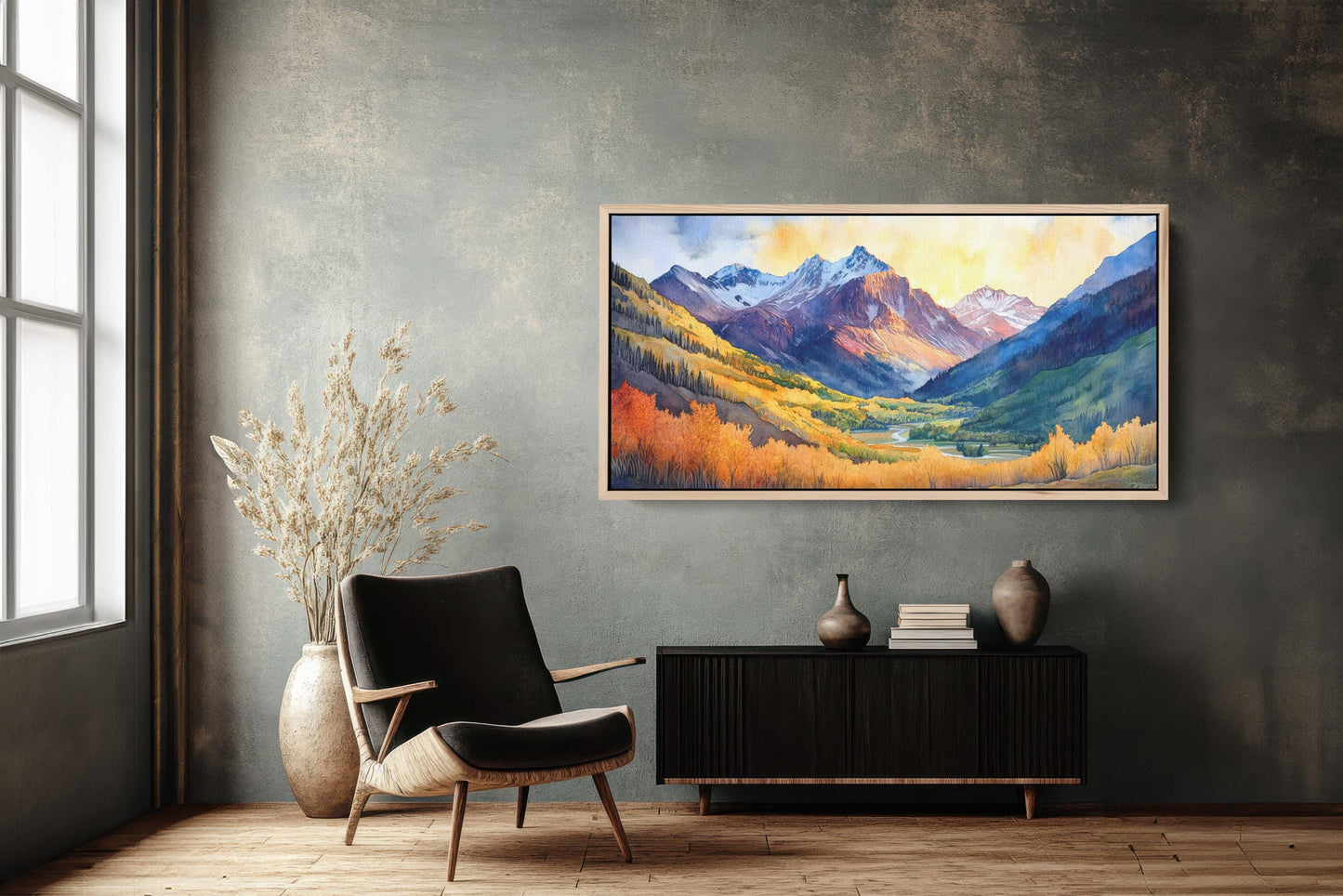 Telluride Colorado, Fall Mountains, Vibrant Landscape, Framed Canvas, Extra Large Print
