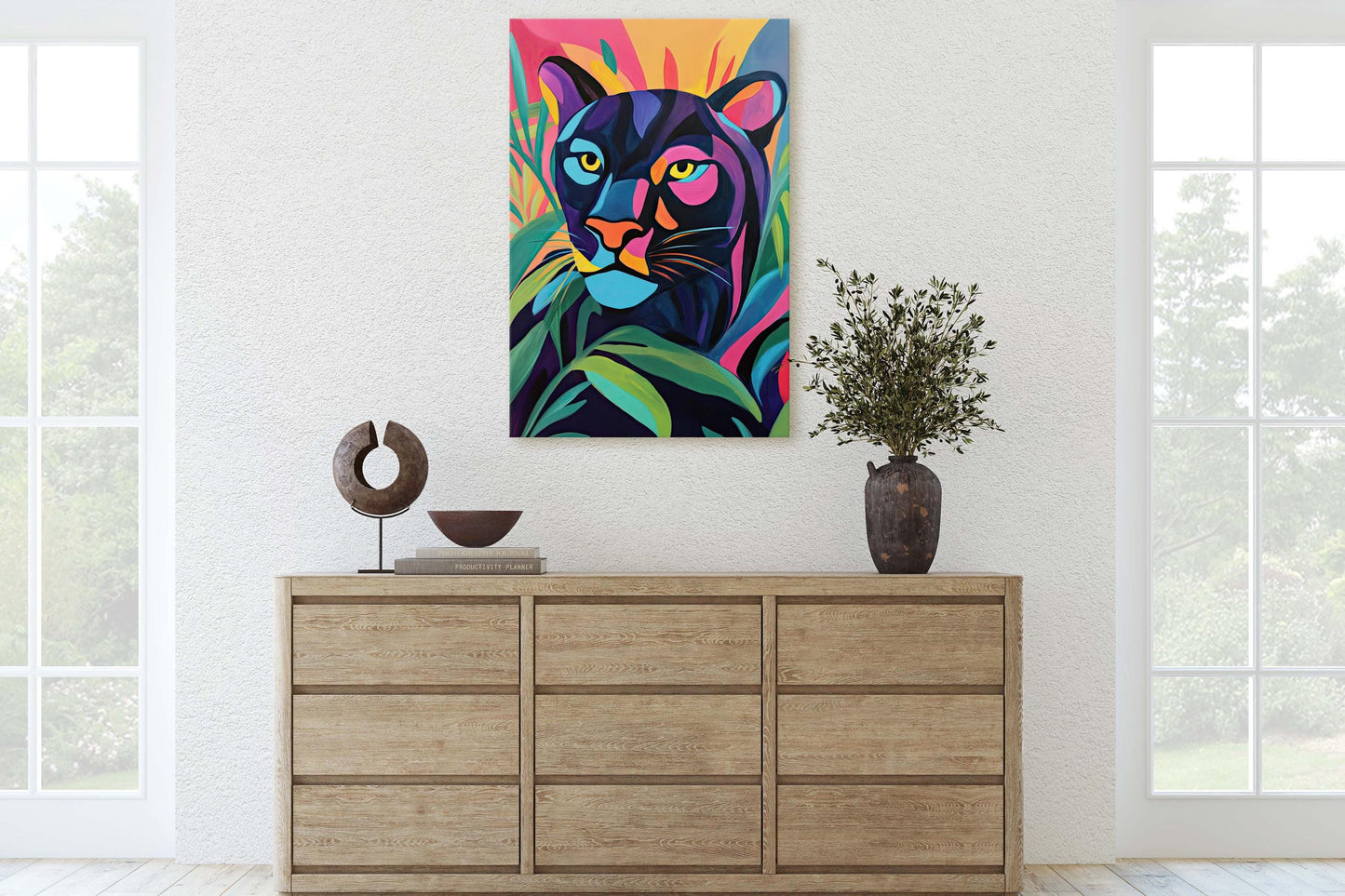 Abstract Panther Art, Modern Panther, Matisse Inspired, Pop Art