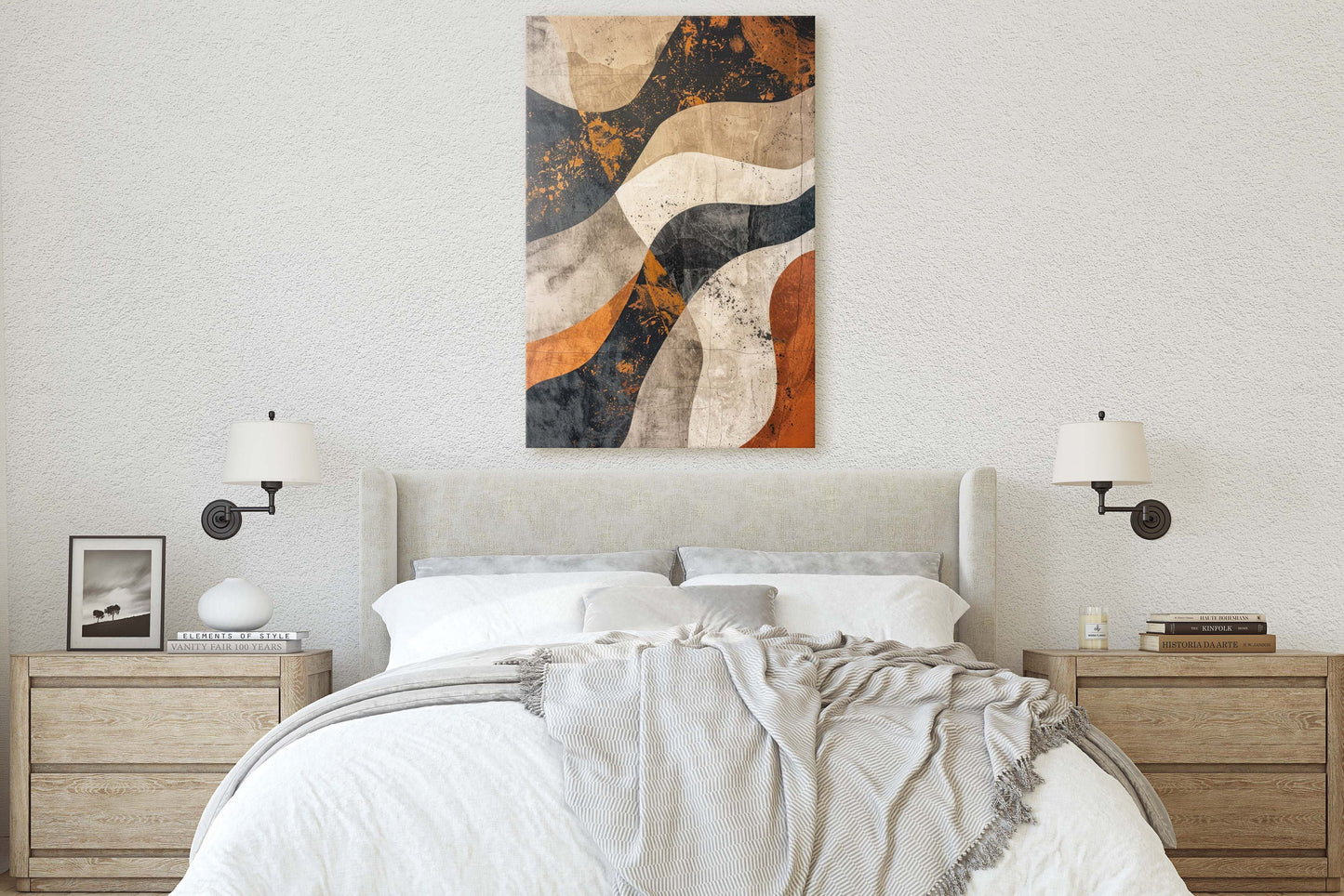 Wabi Sabi Artwork, Minimalist Lines, Neutral Tones, Brown Earth, Extra Large Print, Framed Canvas, Abstract, Texture