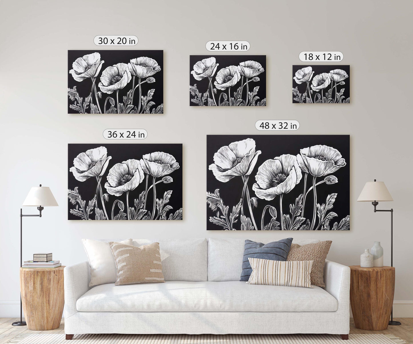 Black White Poppies, Poppy Flowers, Poppies Painting