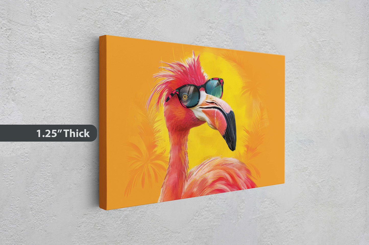Hipster Flamingo, Pop Art, Street Art, Graffiti Painting, Animal Sunglasses, Orange Blue, Fun Quirky, Large Art Print, Kids Room, Pink