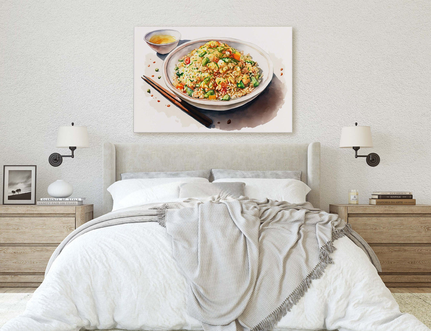 Fried Rice Watercolor, Chinese Food, Restaurant Art, Asian Cuisine, Dining Room, Kitchen Decor, Food Art, Stir Fry