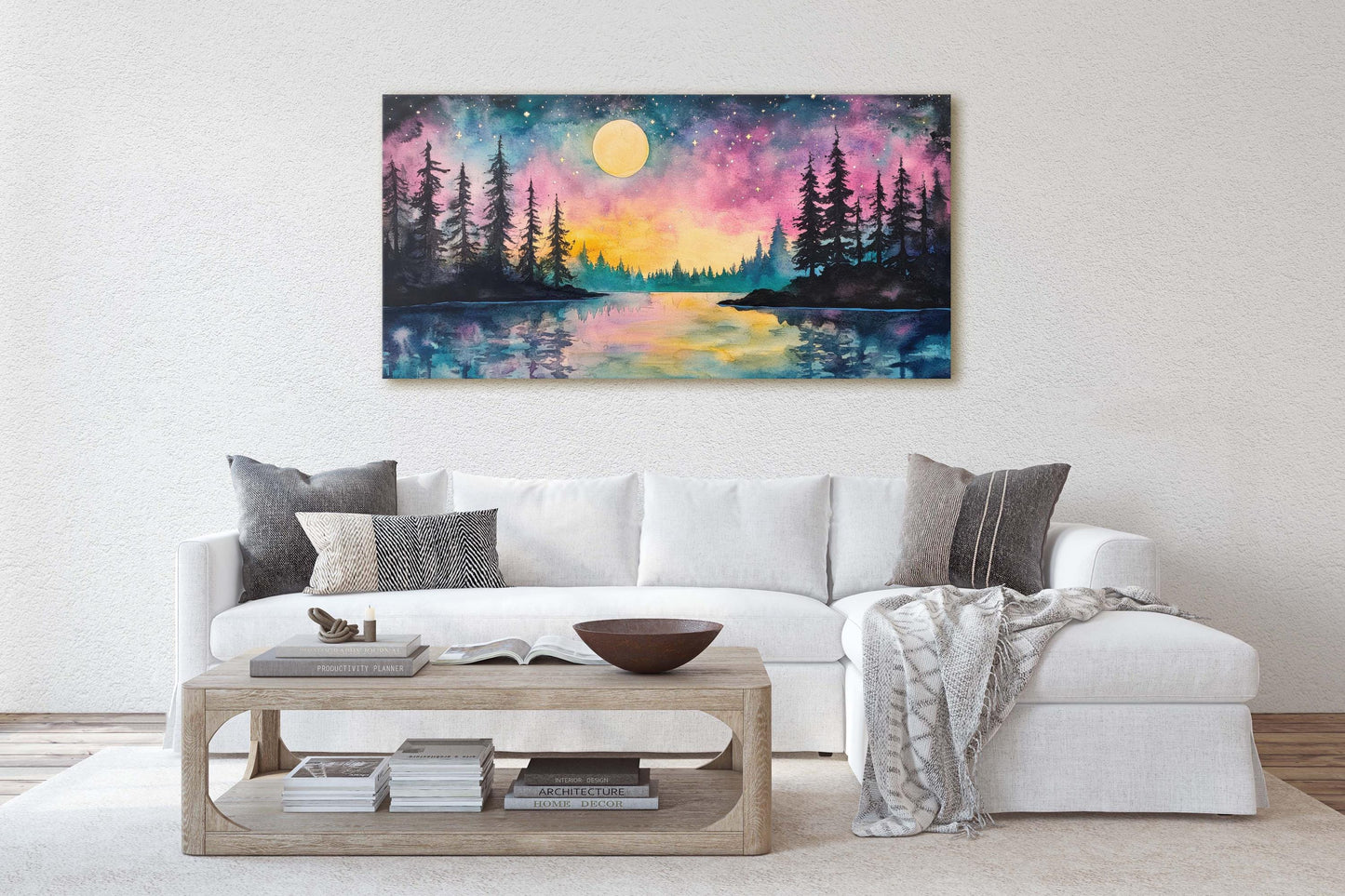 Ethereal Lake, Mountain Lake Night, Scenic Decor, Nature Print