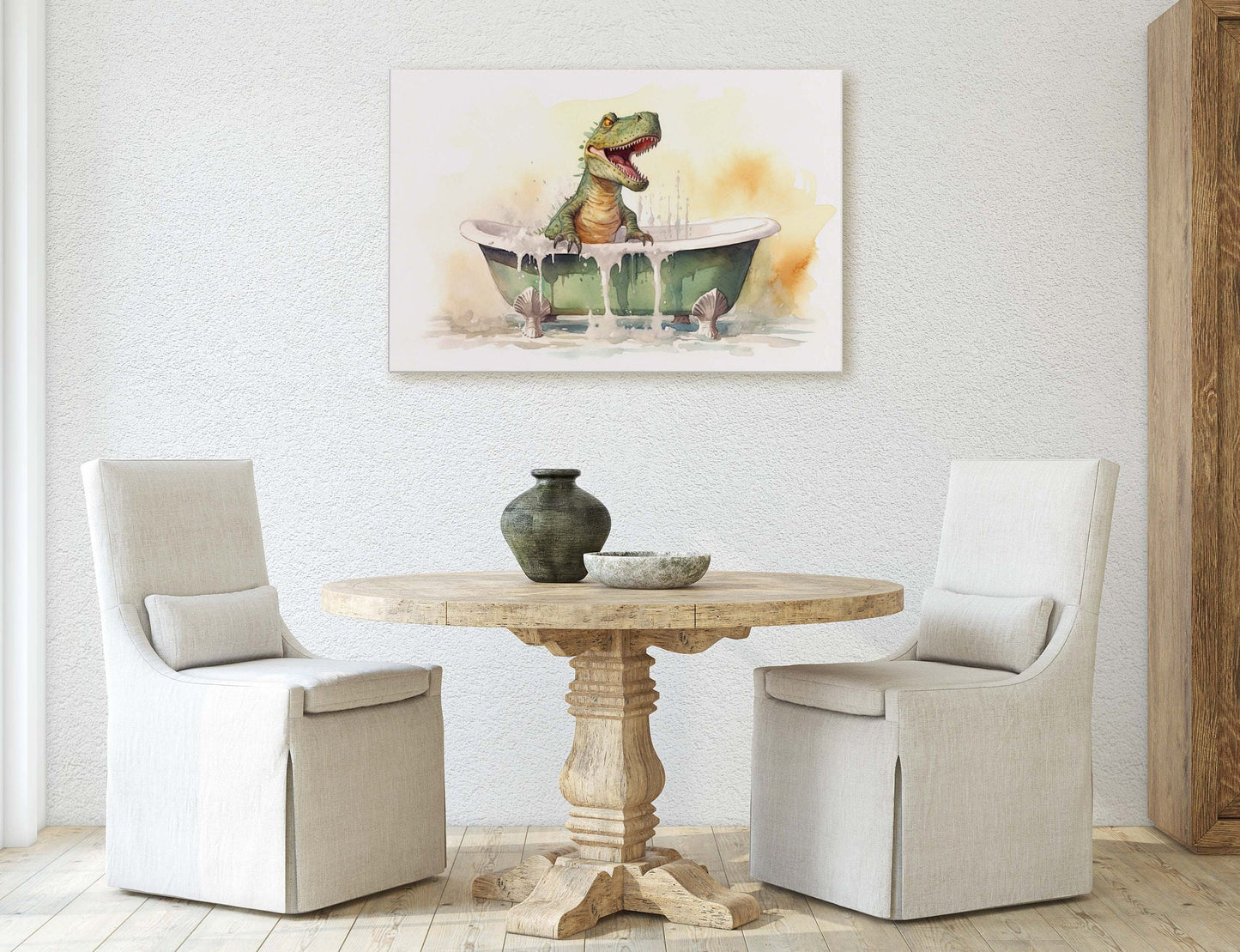 T-Rex Bathtub, Tyrannosaurus rex, Kids Bathroom, Bath time decor, Powder room, Dino Lover, Dinosaur Print, Toddler Art, Fun art