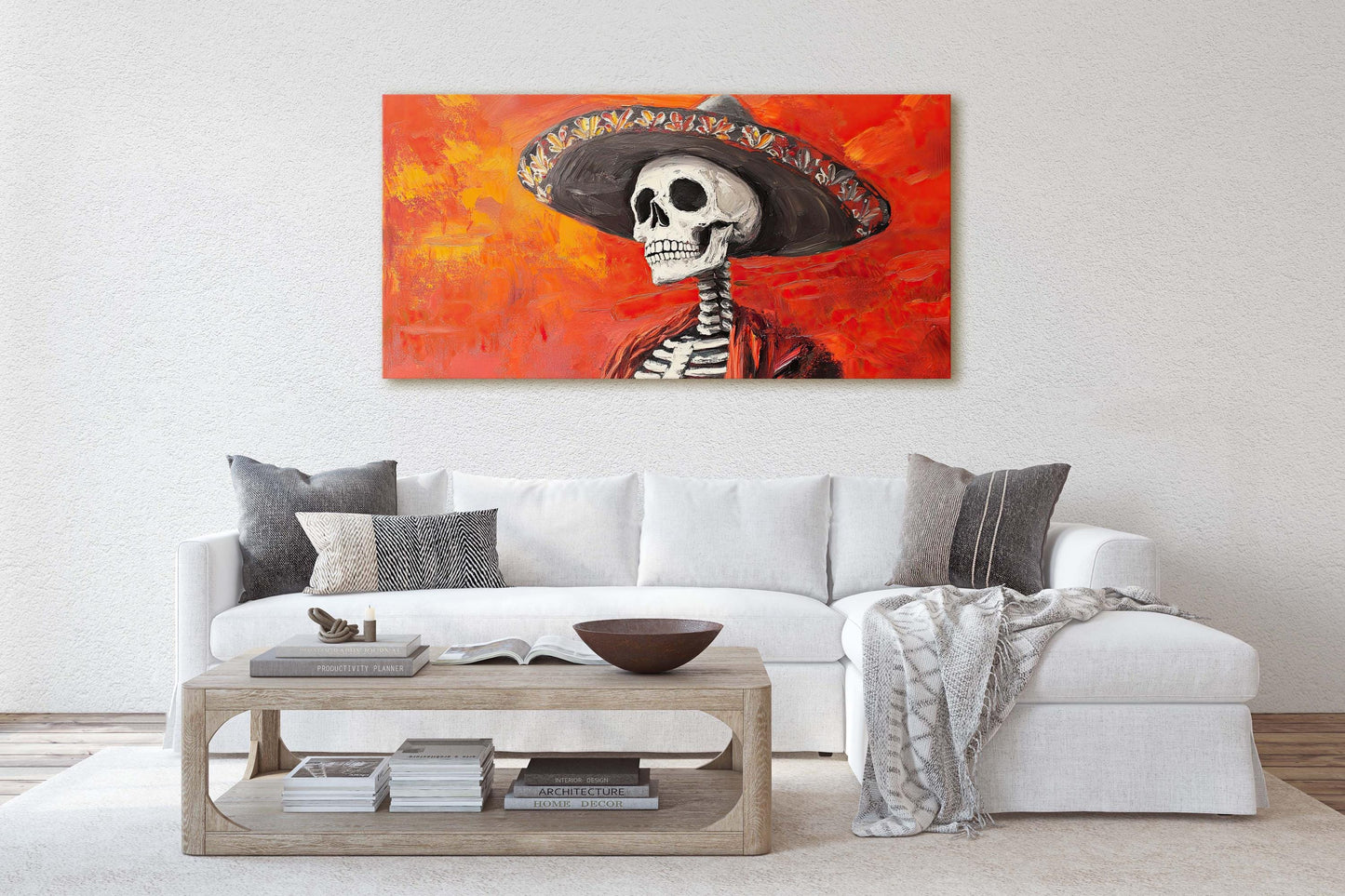 Skeleton Day of the Dead, Calavera, Dia De Los Muertos, Red Orange