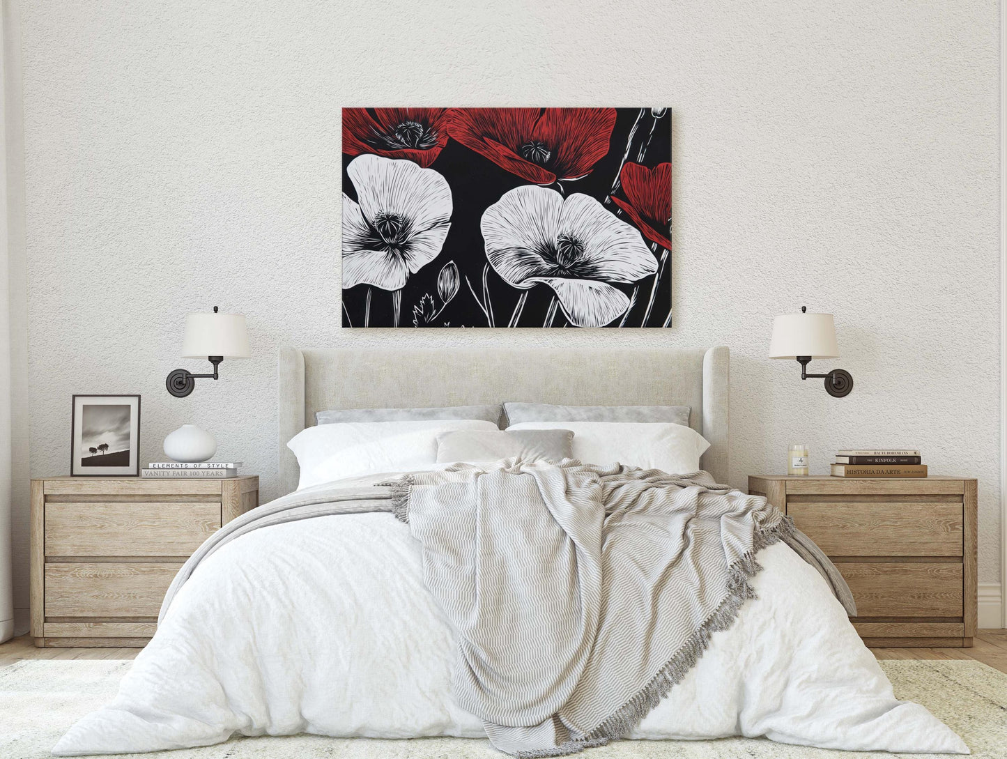 Red White Poppies, Poppy Flowers, Poppies Painting