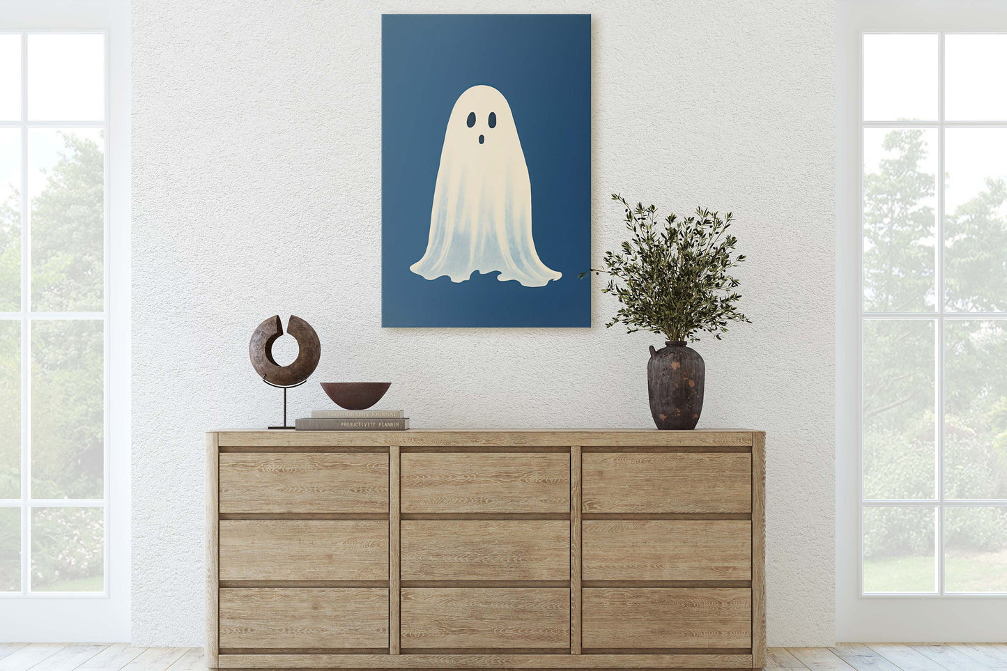Cute Ghost Illustration, Halloween Ghost, Friendly Ghost, Happy Ghost, Fun Spirit, Halloween Poster, Canvas Art, Kid Friendly Halloween