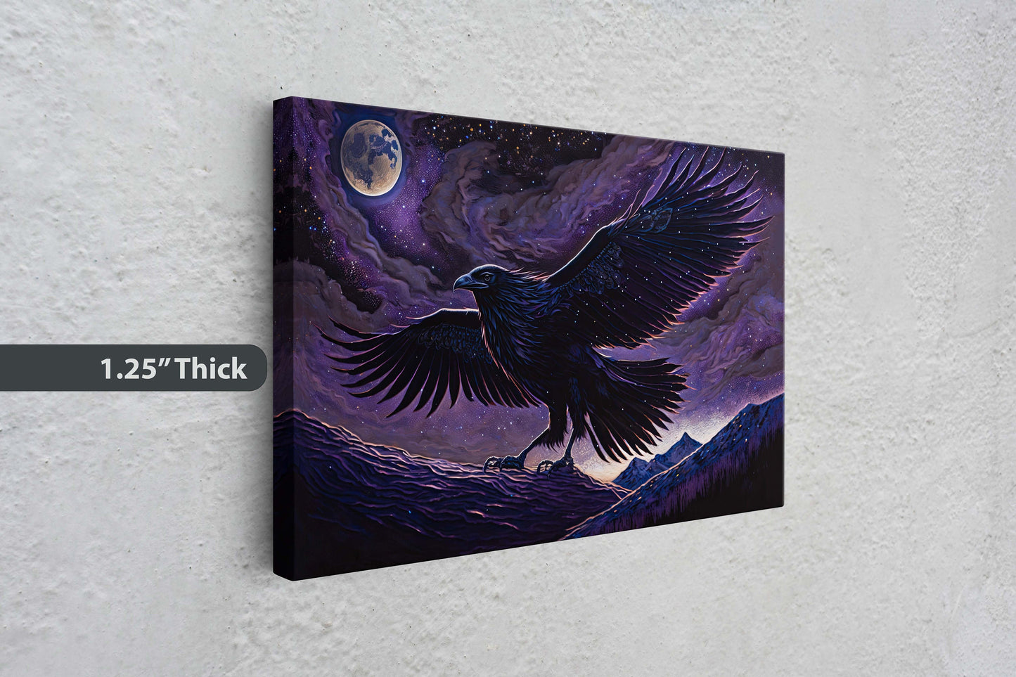 Raven Purple, Night Sky, Abstract Surreal, Ready to Hang, Large Print, Celestial Crow, Bird Painting, Bird Portrait, Moody, Inspiring, Dark
