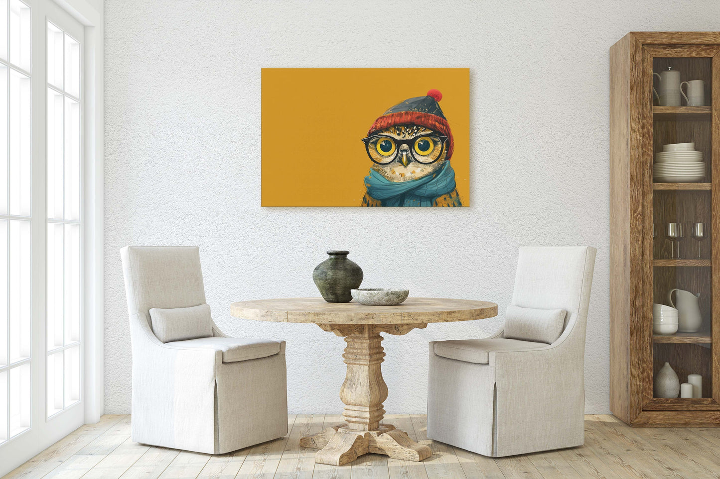 Hipster Owl, Pop Art, Street Art, Graffiti Painting, Animal Sunglasses, Orange Blue, Fun Quirky, Large Art Print, Kids Room