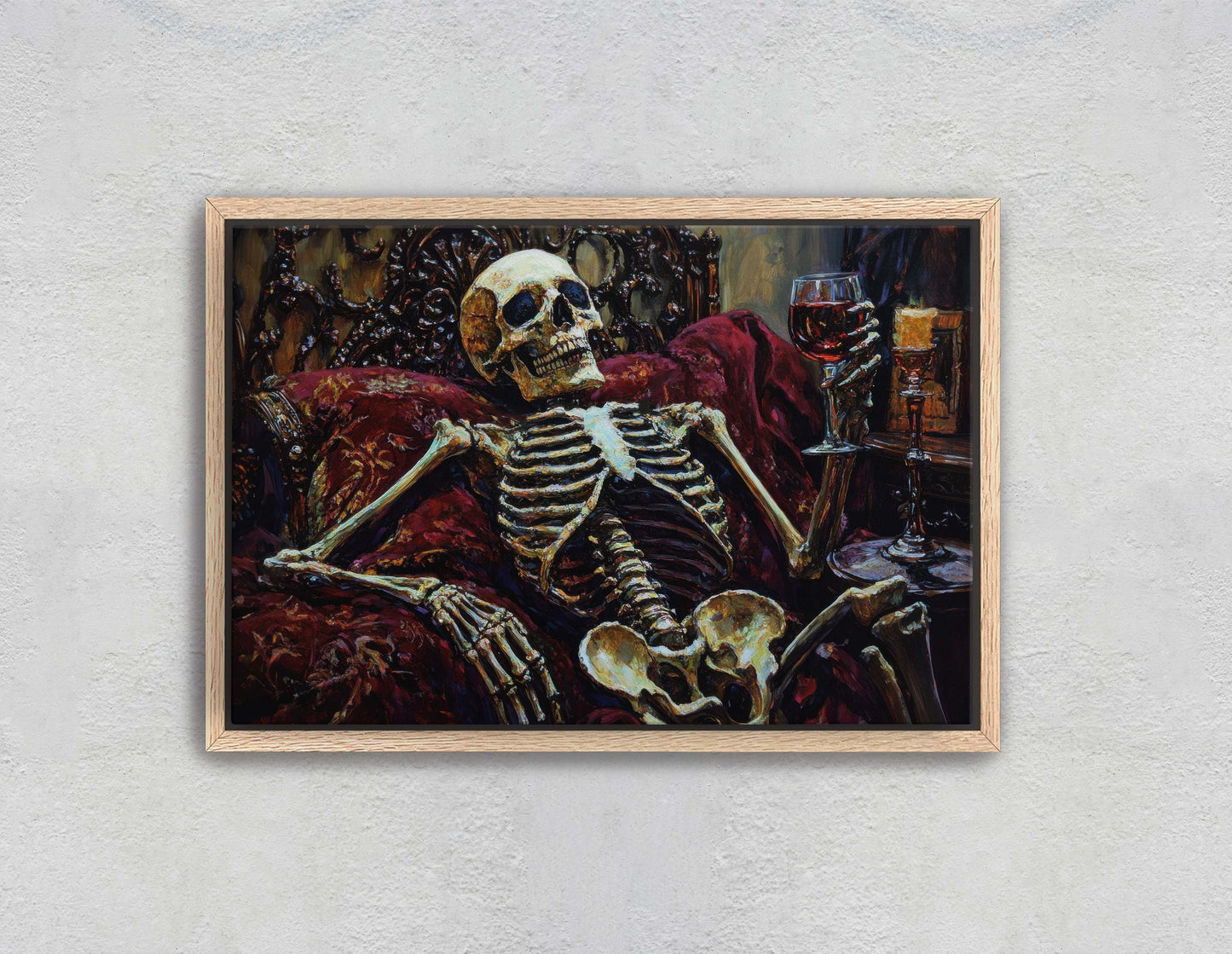 To Death, Skeleton Wine, Lounging Skeleton, Creepy Art, Gothic Halloween, Dark Academia, Dark Arts