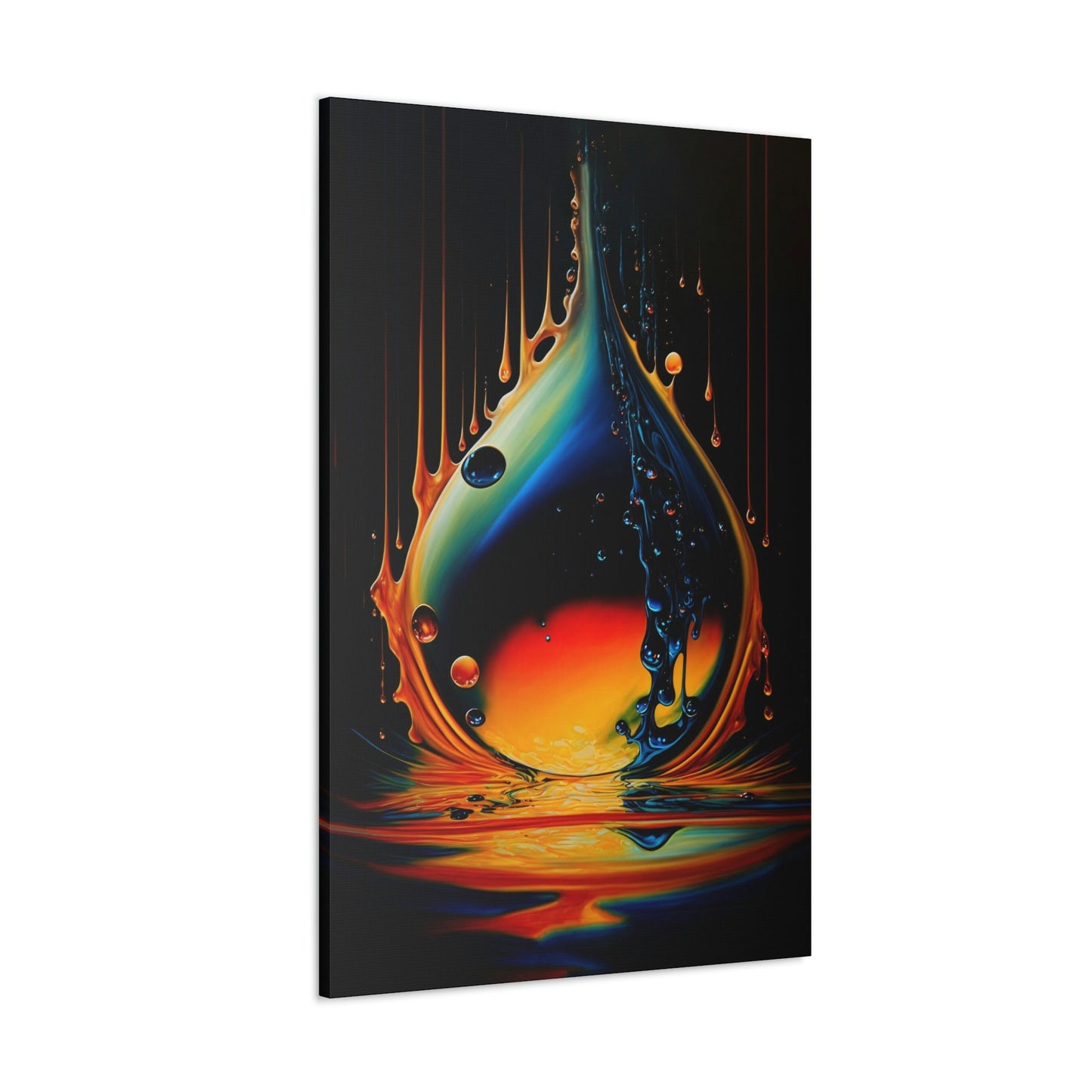 Water Drop Modern Art Canvas Ready To Hang Large Print, Man Cave, Colorful, Oil Drop