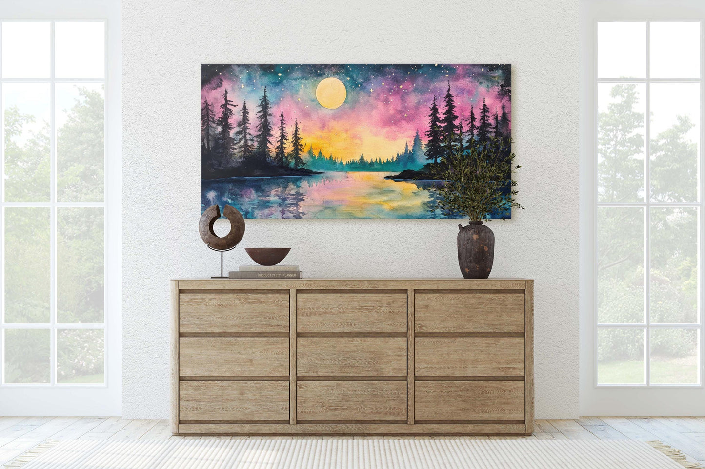 Ethereal Lake, Mountain Lake Night, Scenic Decor, Nature Print