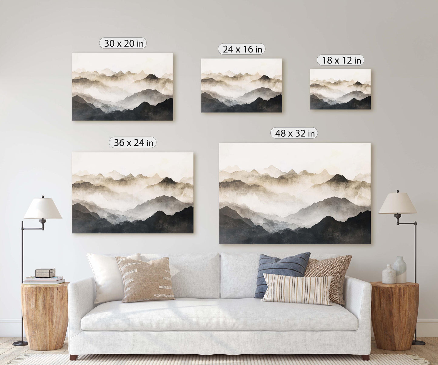Foggy Mountain Art, Misty Mountains, Nature Painting
