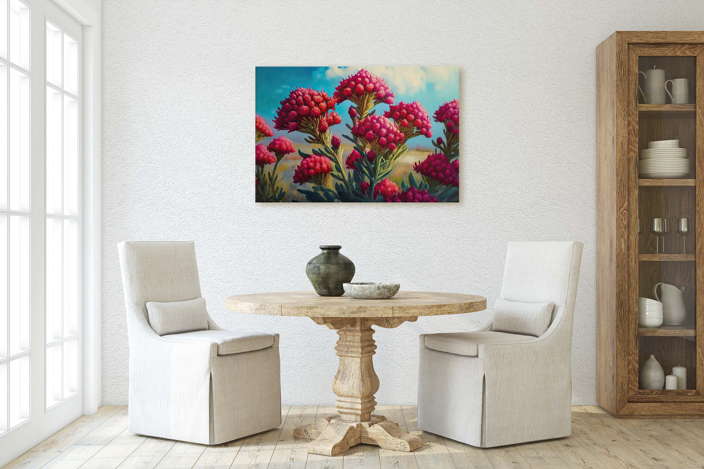 Cockscomb ,Red Wildflowers, Pink Flowers, Celosia Flowers, Ready To Hang, Large Print, Landscape Painting