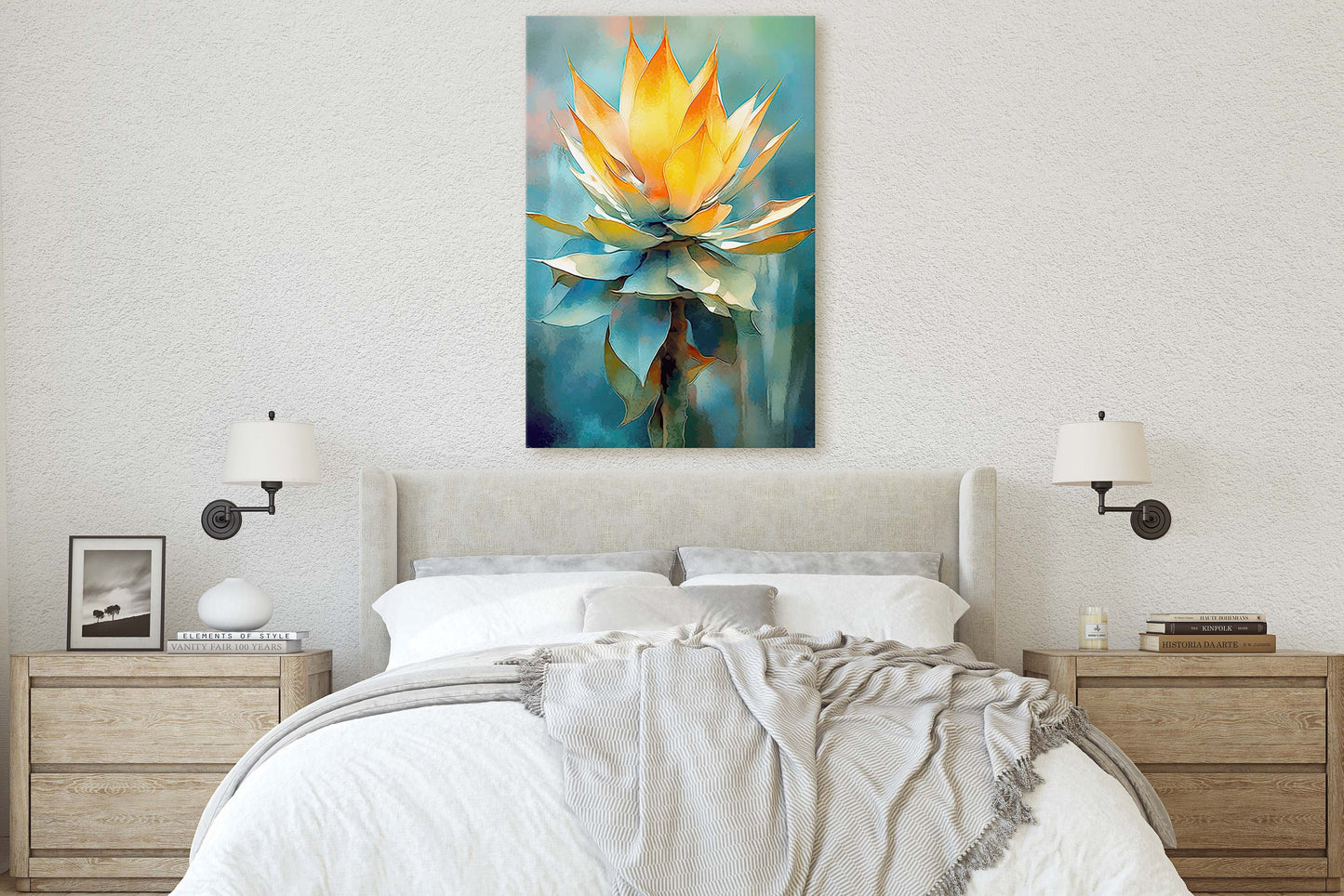 Agave Art, Succulent Canvas, Cactus Painting, Botanical Painting, Large Print, Ready to Hang, Nature Painting, Flower Decor, Gift For Home