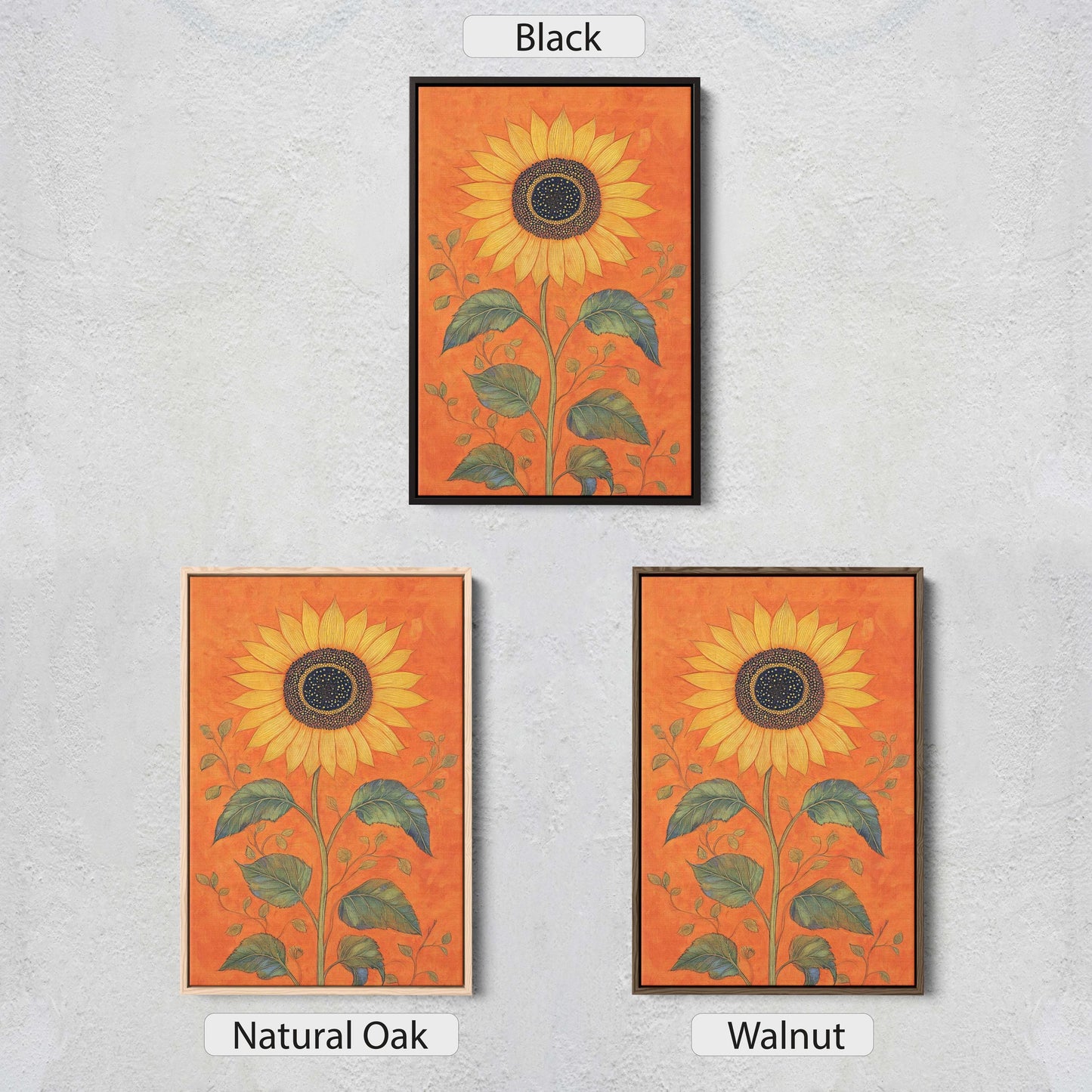 Orange Sunflower Painting, Contemporary Art, Living Room