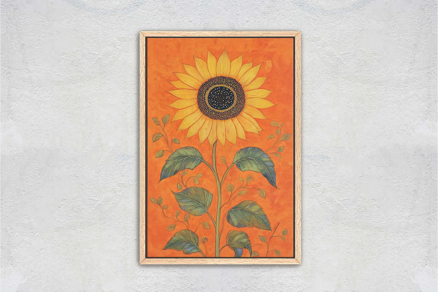 Orange Sunflower Painting, Contemporary Art, Living Room