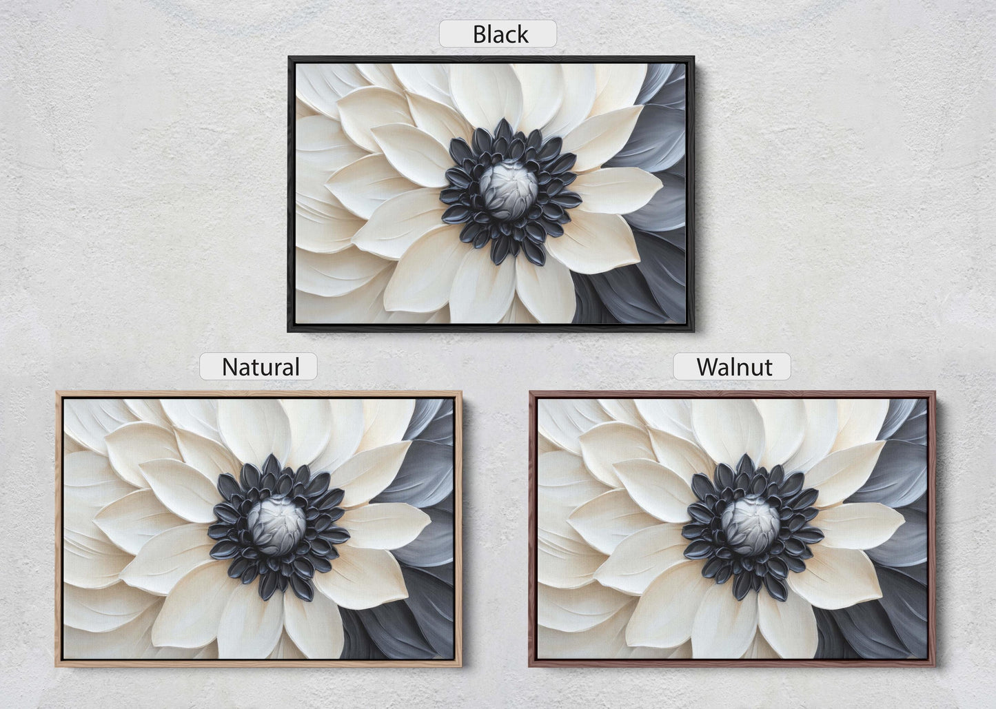Flower Painting, Black White Floral, Contemporary Art