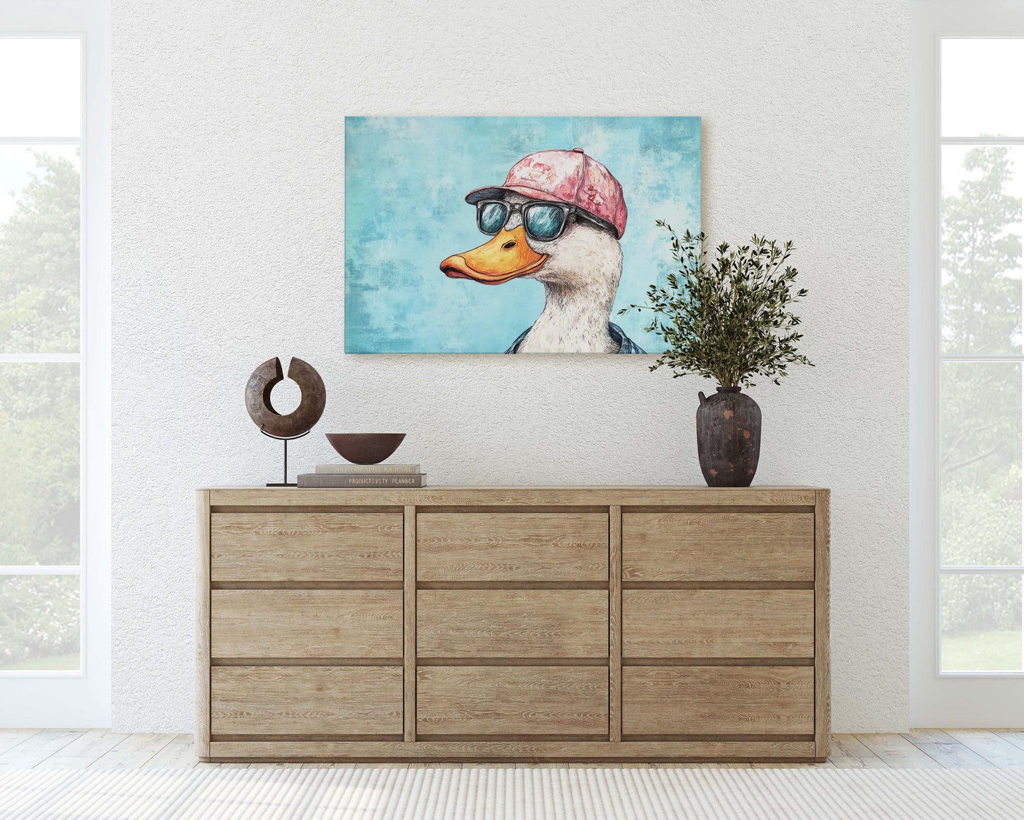 Hipster Duck, Pop Art, Modern Decor, Street Art, Animal Art, Unique Art, Kids Room, Boys Room, Girls Room