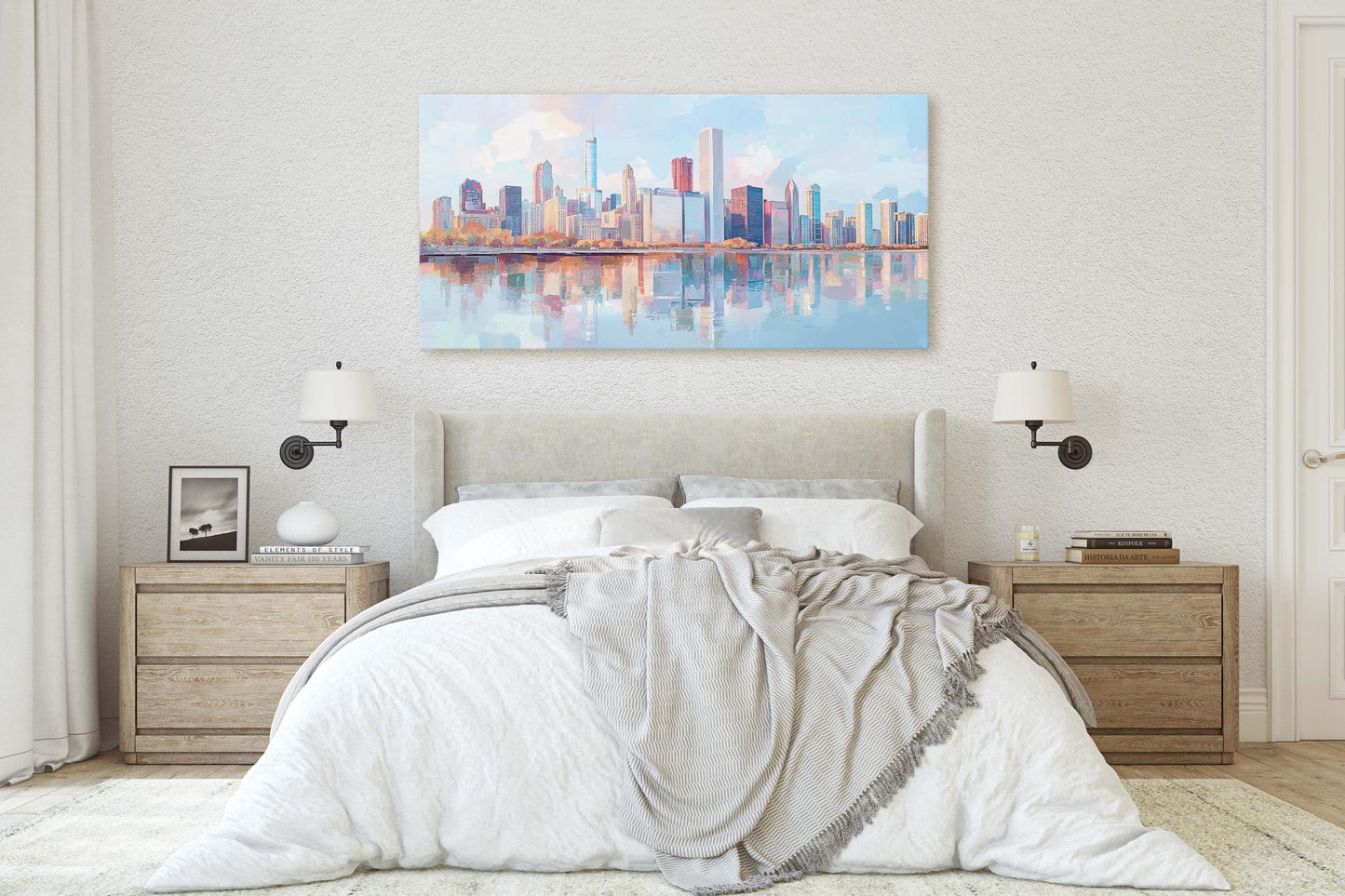 City Skyline Print, Urban City, Waterfront Buildings