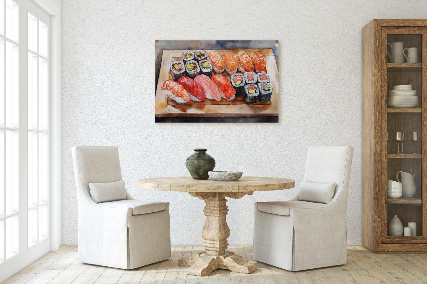 Sushi Print, Sashimi Canvas, Food Decor, Kitchen Art