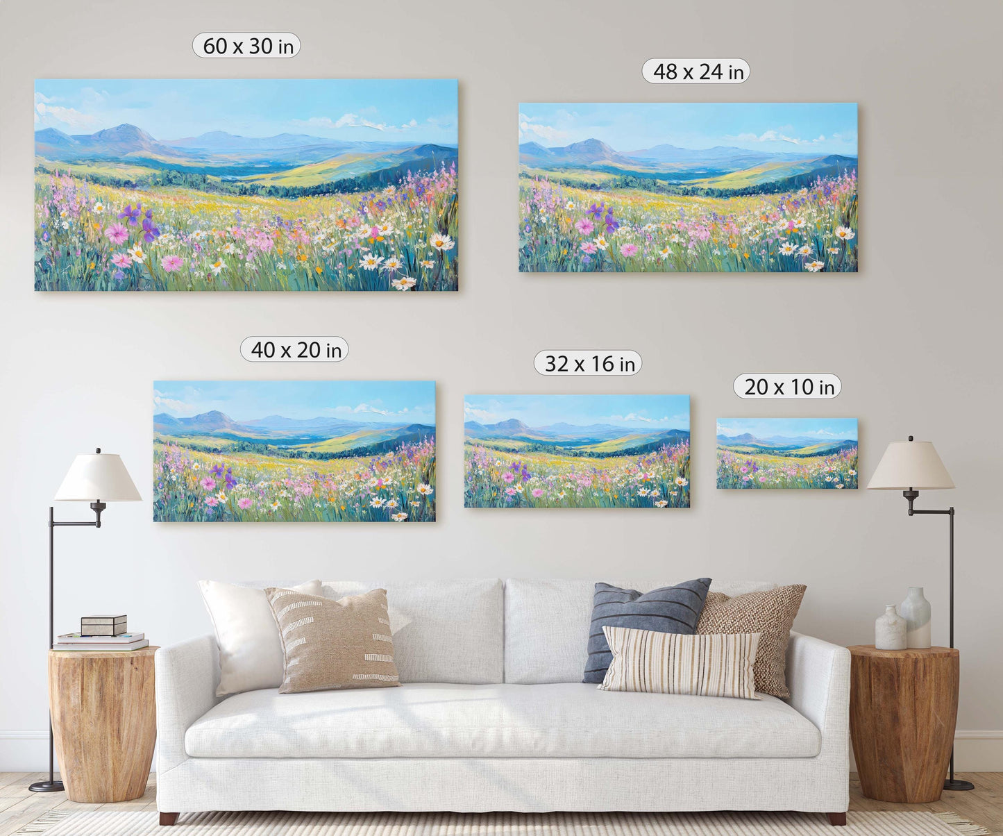 Wildflower Mountain, Spring Flowers, Scenic Nature, Floral Print