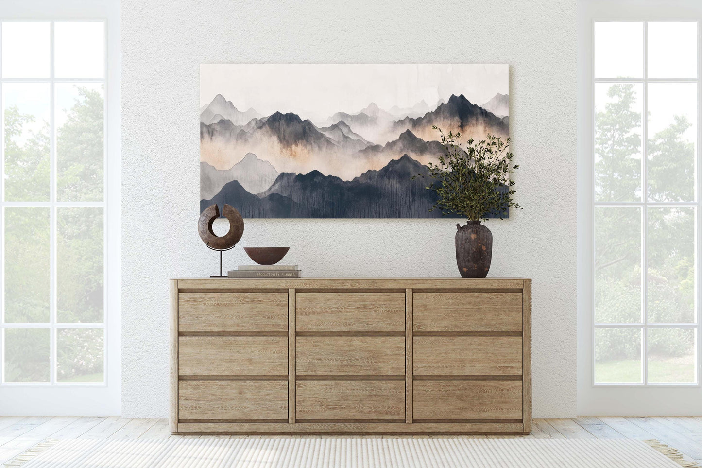 Misty Mountains, Foggy Landscape, Abstract Mountains, Contemporary Art