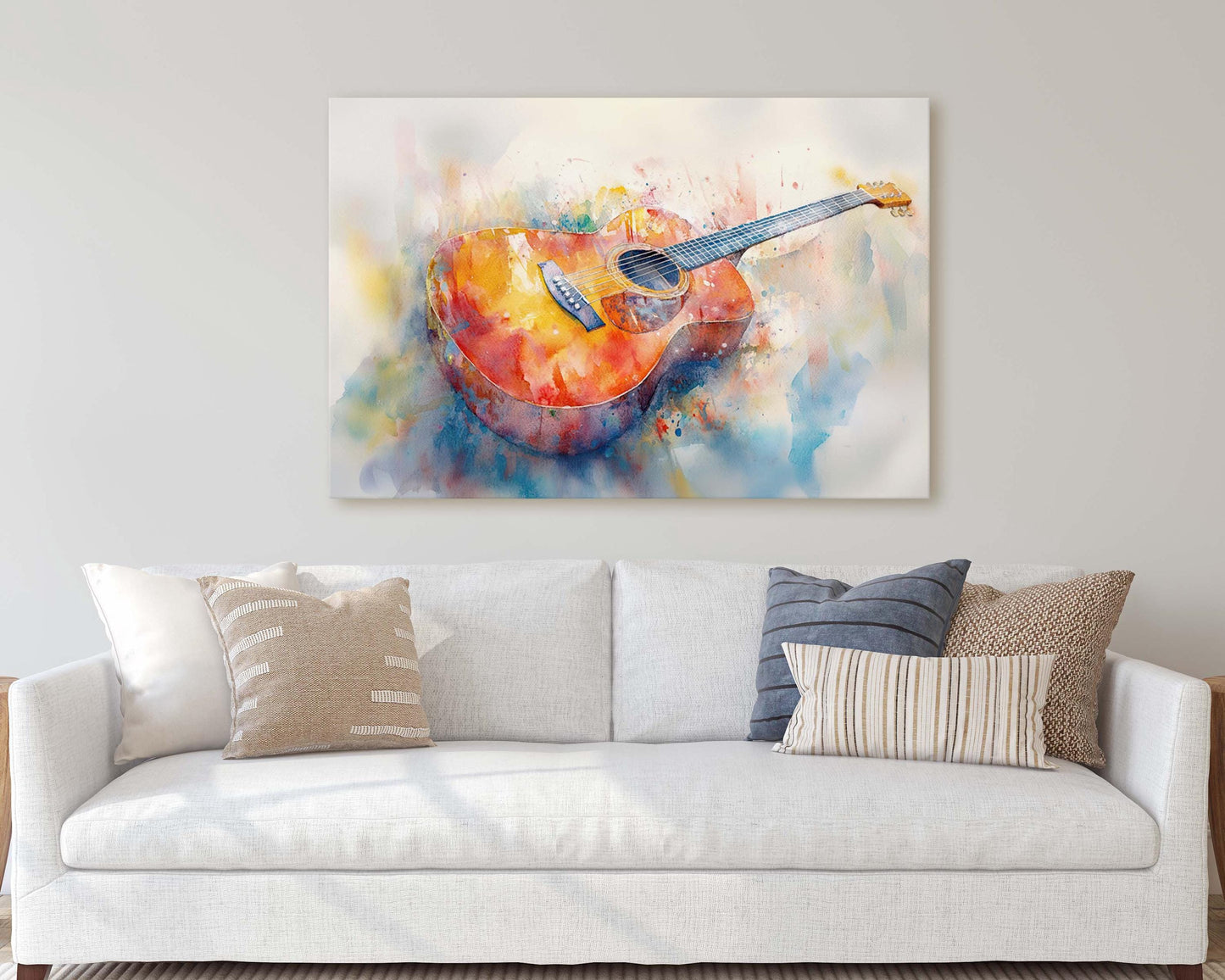 Watercolor Guitar, Music Painting, Instrument Art, Musical Art