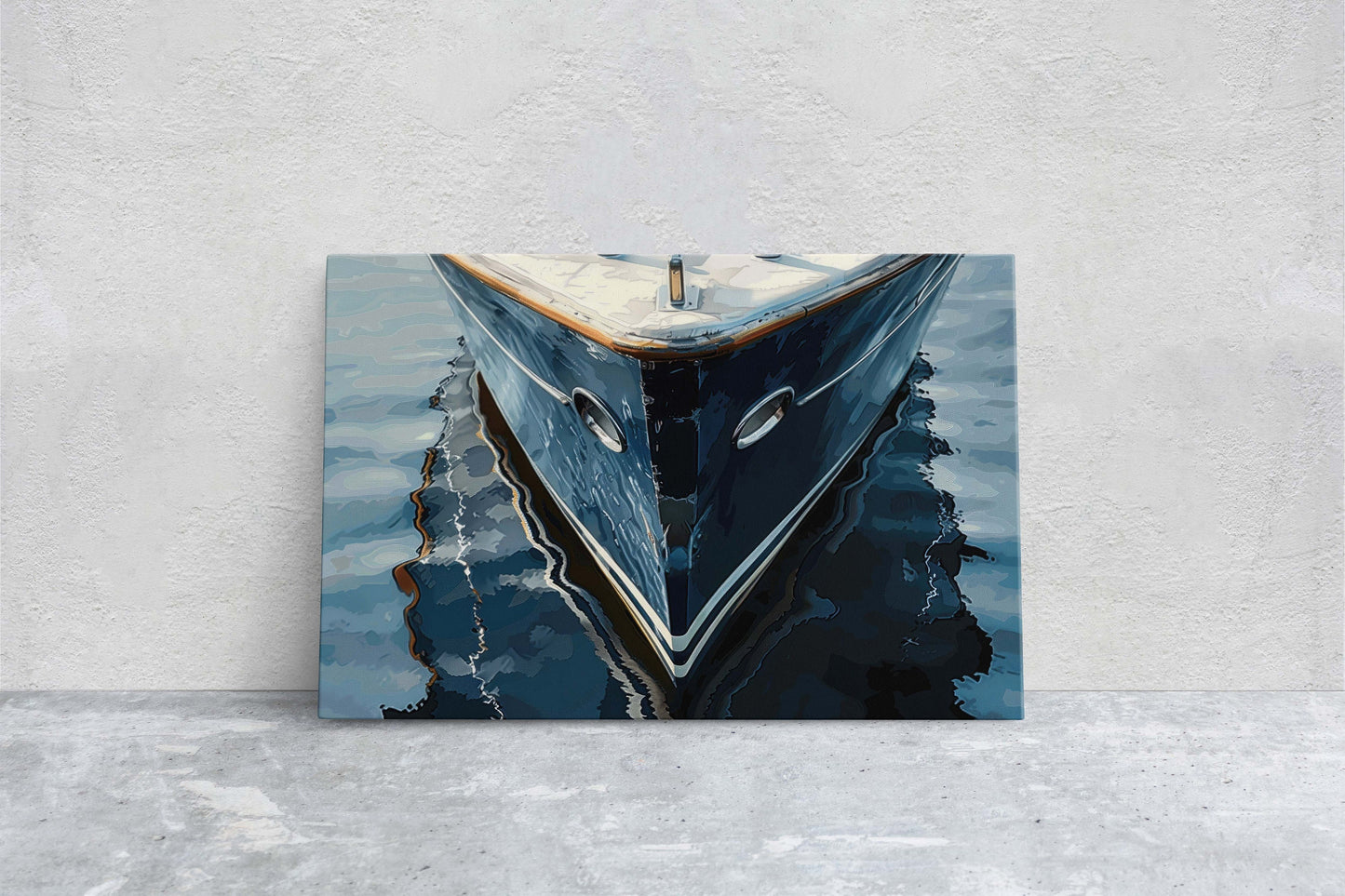 Navy Ship Art, Wooden Boat, Nautical Print, Ocean Painting, Sailing Art, Coastal Decor, Beach Art, Wooden Ship, Blue Indigo