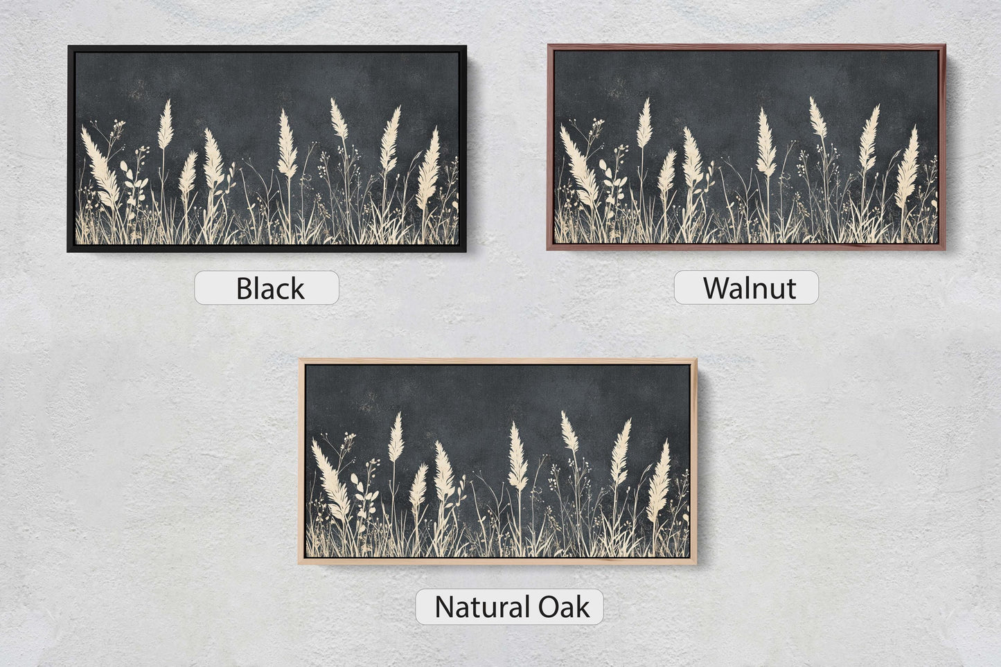 Grass Field Painting, Light and Dark, Tall Grass Print, Black and White