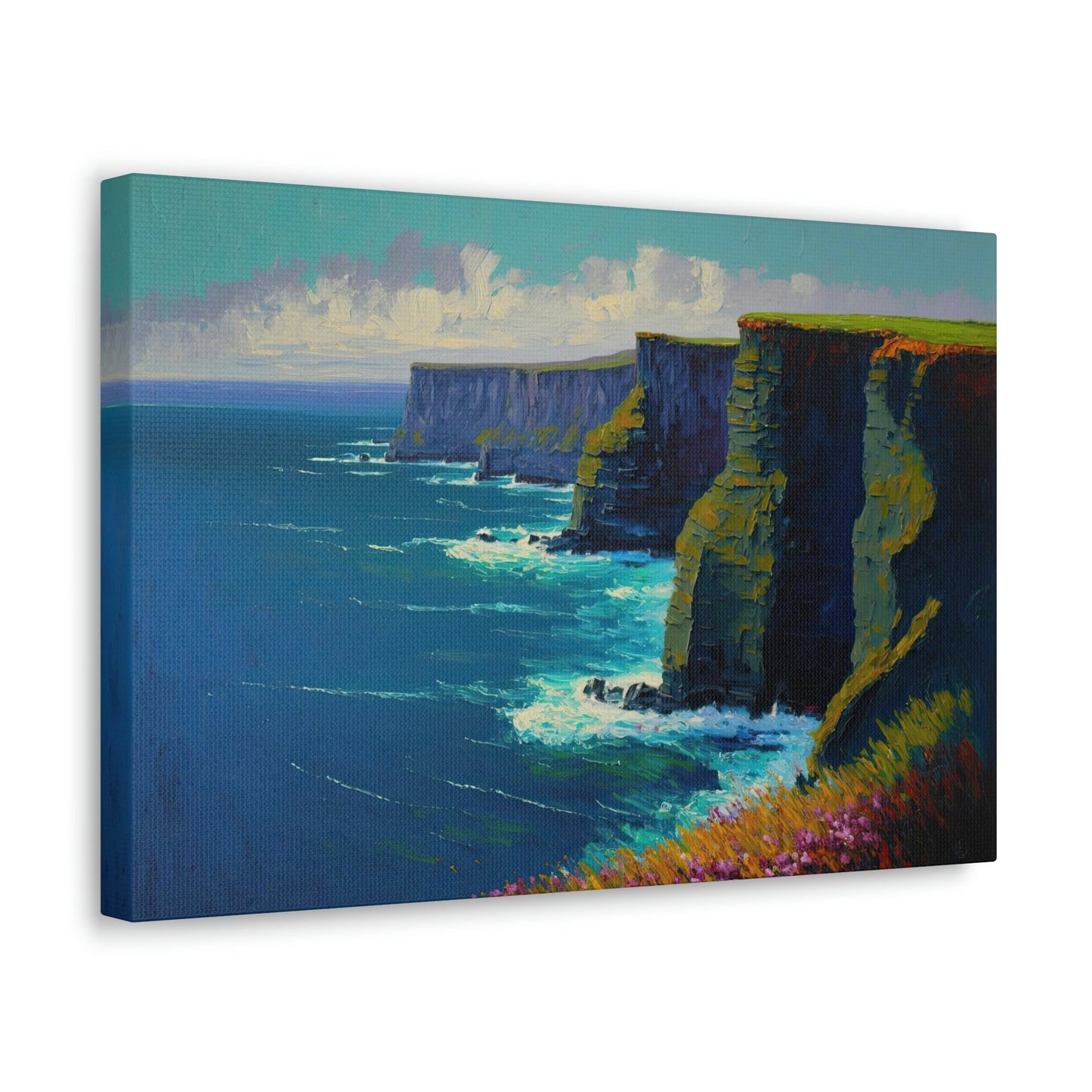 Cliff Ocean Side Canvas Art Ready To Hang Large Print, Oil Painting, Landscape