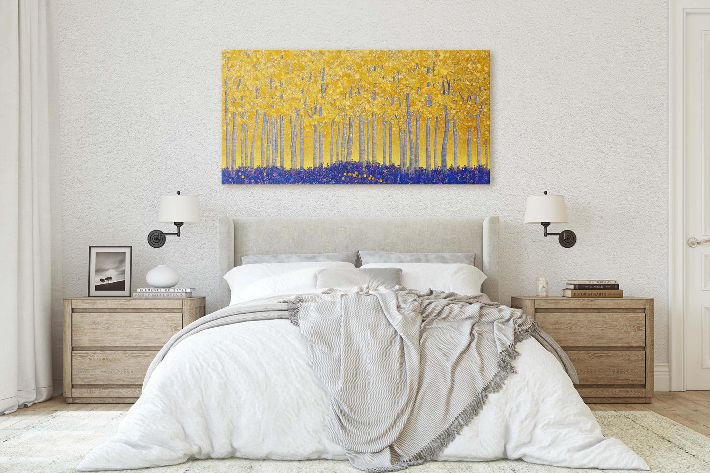 Fall Aspen on Canvas, Autumn Forest, Abstract Art, Contemporary Print