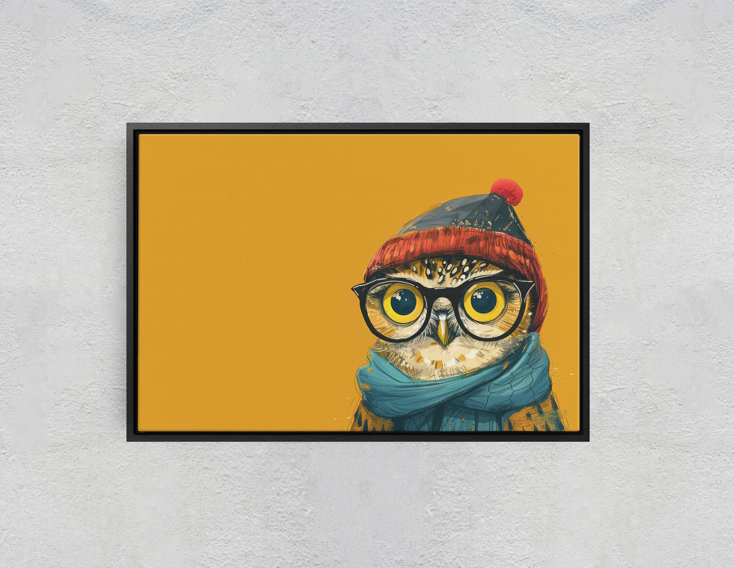Hipster Owl, Pop Art, Street Art, Graffiti Painting, Animal Sunglasses, Orange Blue, Fun Quirky, Large Art Print, Kids Room
