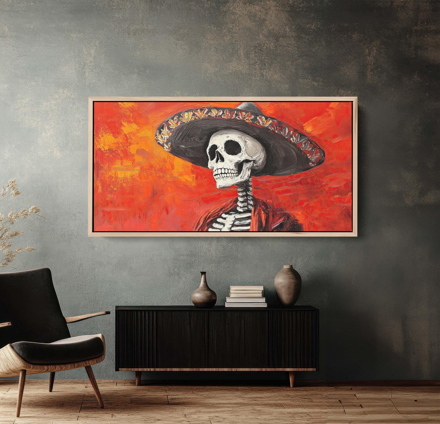 Skeleton Day of the Dead, Calavera, Dia De Los Muertos, Red Orange