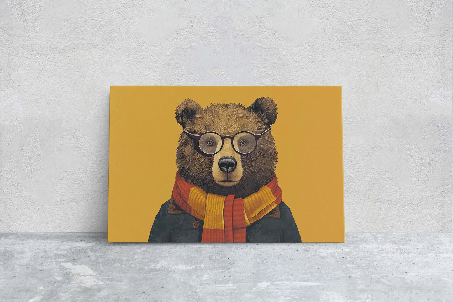 Hipster Bear, Pop Art, Street Art, Graffiti Painting, Animal Sunglasses, Orange Blue, Fun Quirky, Large Art Print, Kids Room, Boys Room