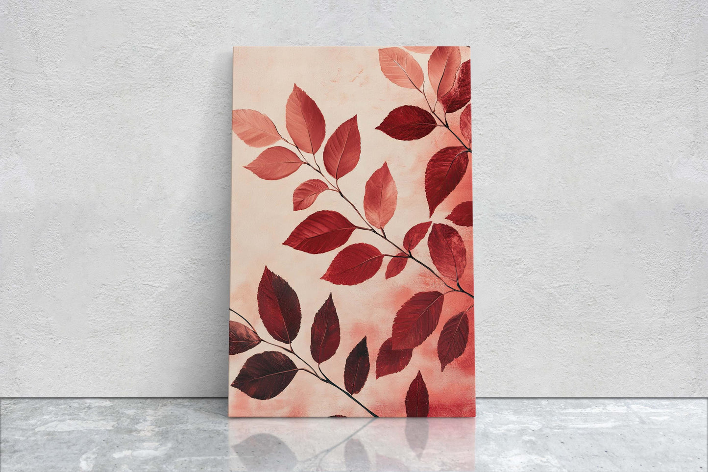 Leaves In Autumn, Red Burgundy Hues, Contemporary Leaves