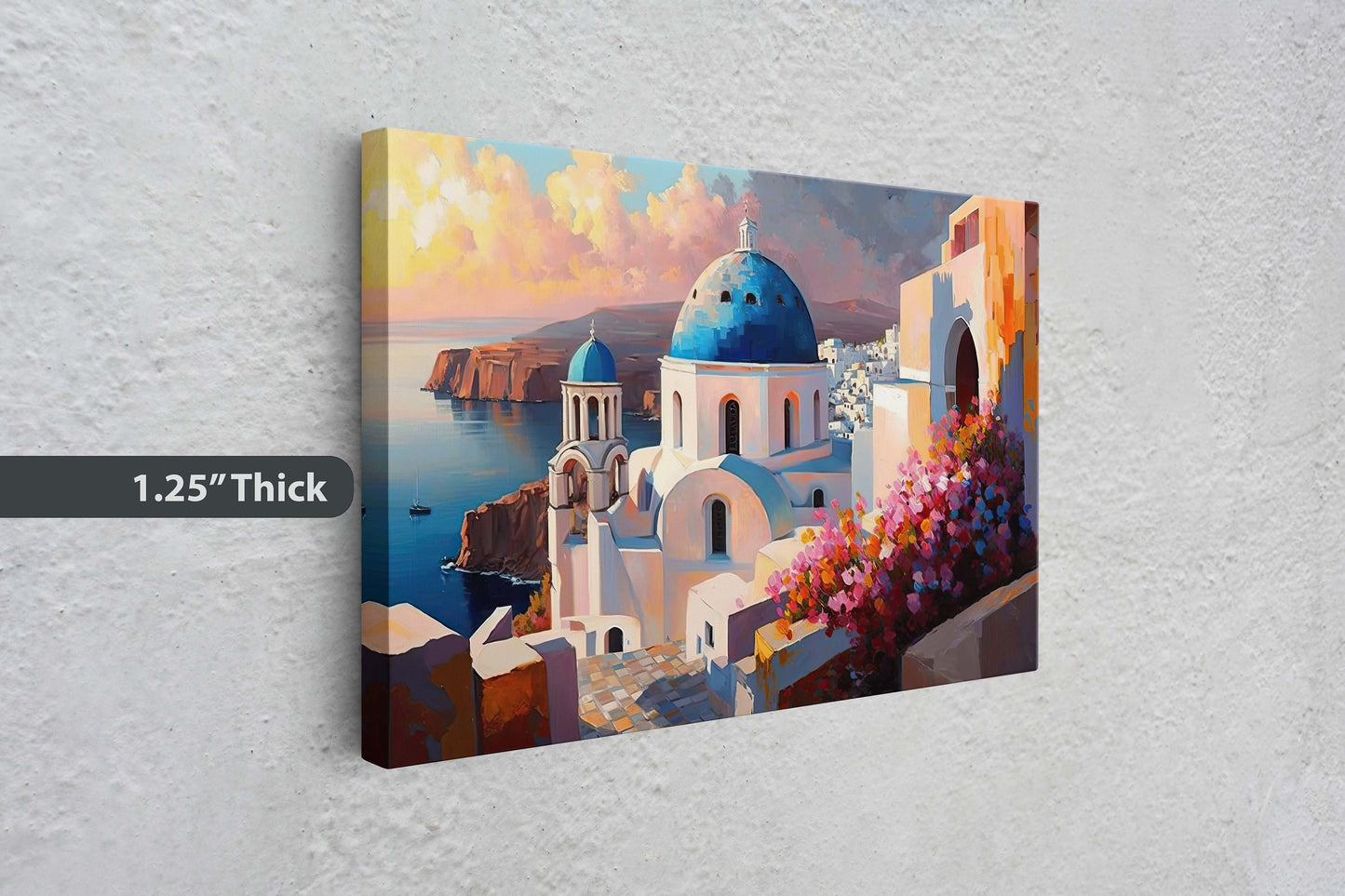 Santorini Thira, Greece, Canvas Art print, Landscape Painting, Vibrant colors, Thera, Island Art, Firostefani village