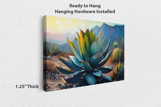 Agave Desert Canvas Art Ready To Hang Large Print, Oil Painting, Landscape