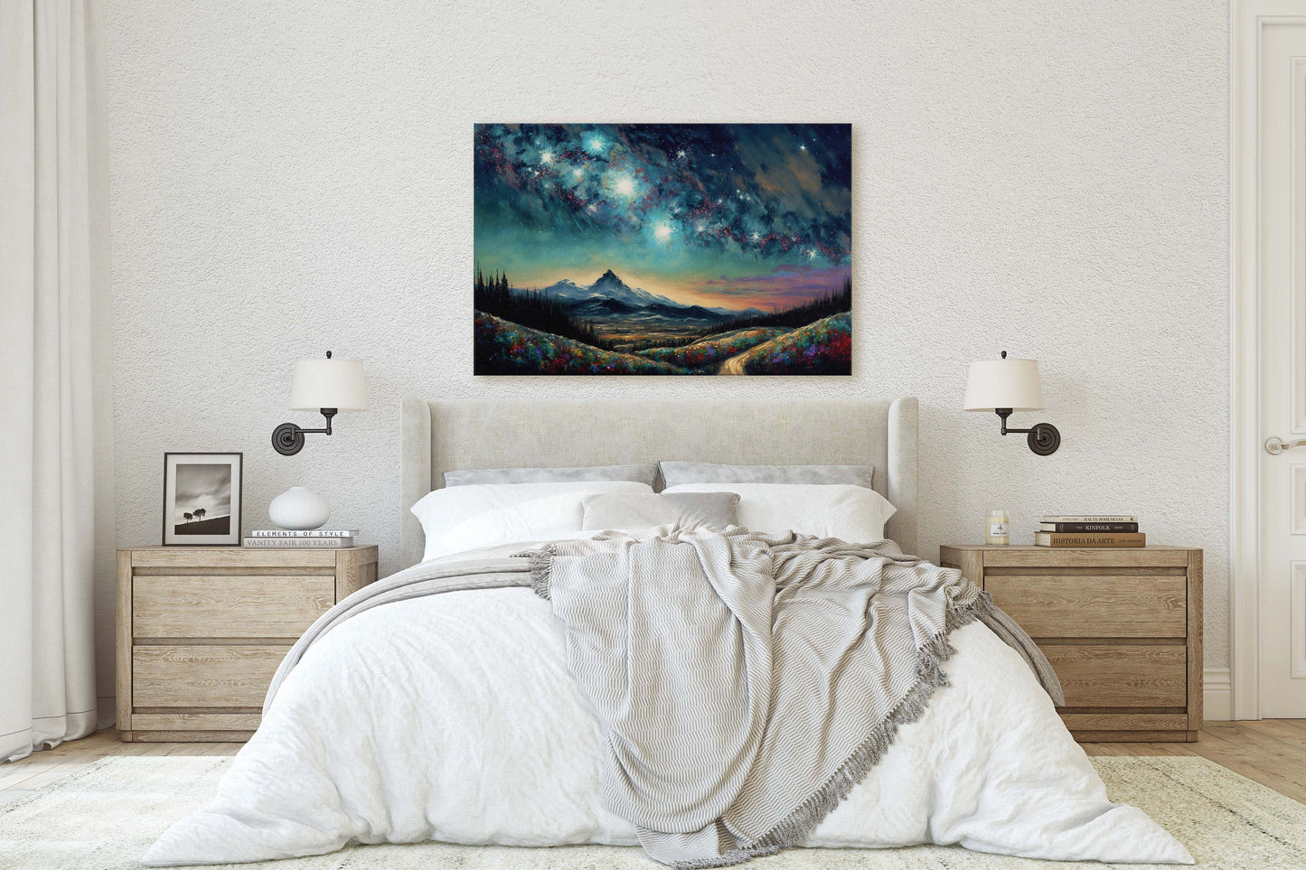 A Starry Night Mountain Range Canvas Art