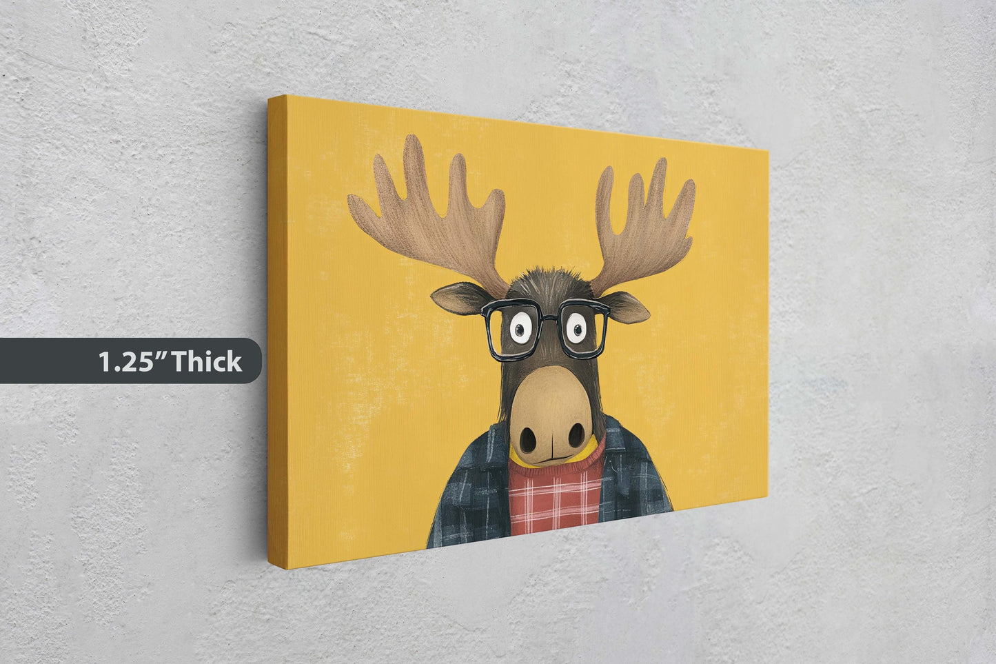 Hipster Moose, Pop Art, Street Art, Graffiti Painting, Animal Sunglasses, Yellow, Fun Quirky, Large Art Print, Kids Room, Boys Room