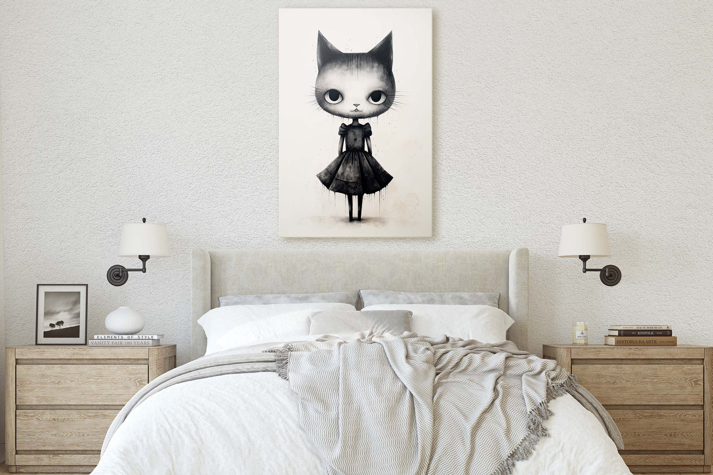 Black Cat Art, Black and White Cat, Cat Ink, Kitten Print, Graffiti, Street Art, Modern, Contemporary, Cute Kitten, Halloween
